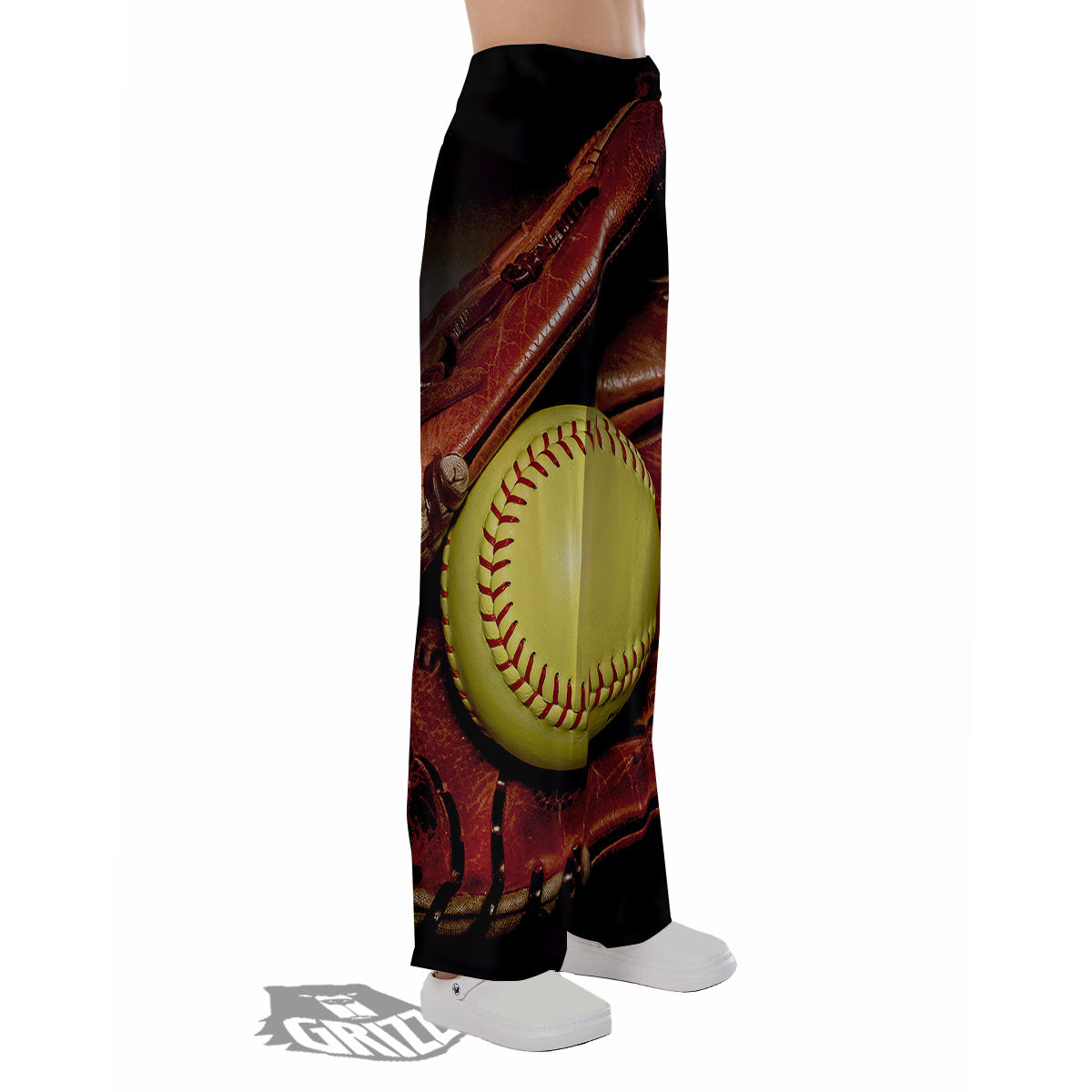 Softball Yellow Print Pajama Pants-grizzshop