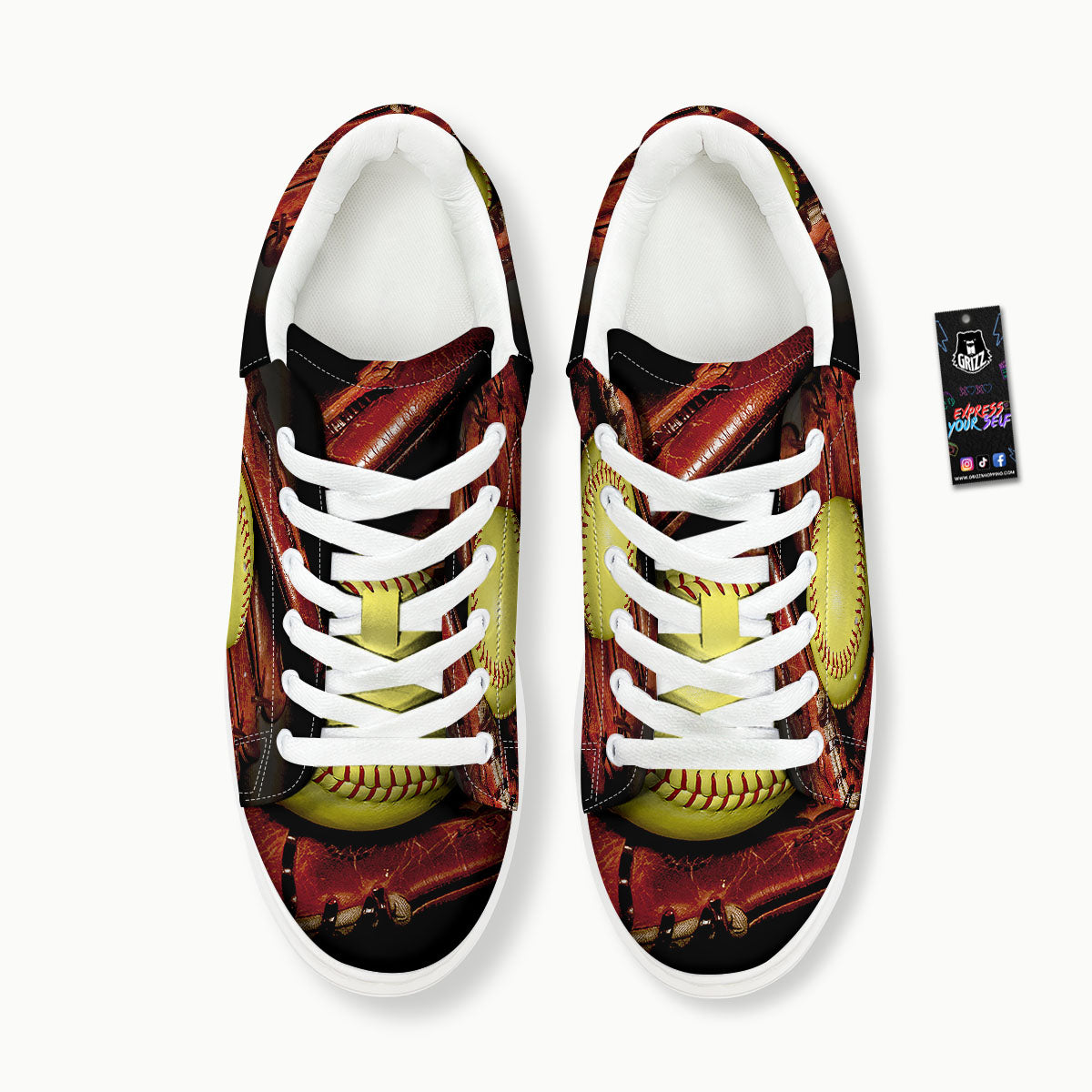 Softball Yellow Print Platform Shoes-grizzshop