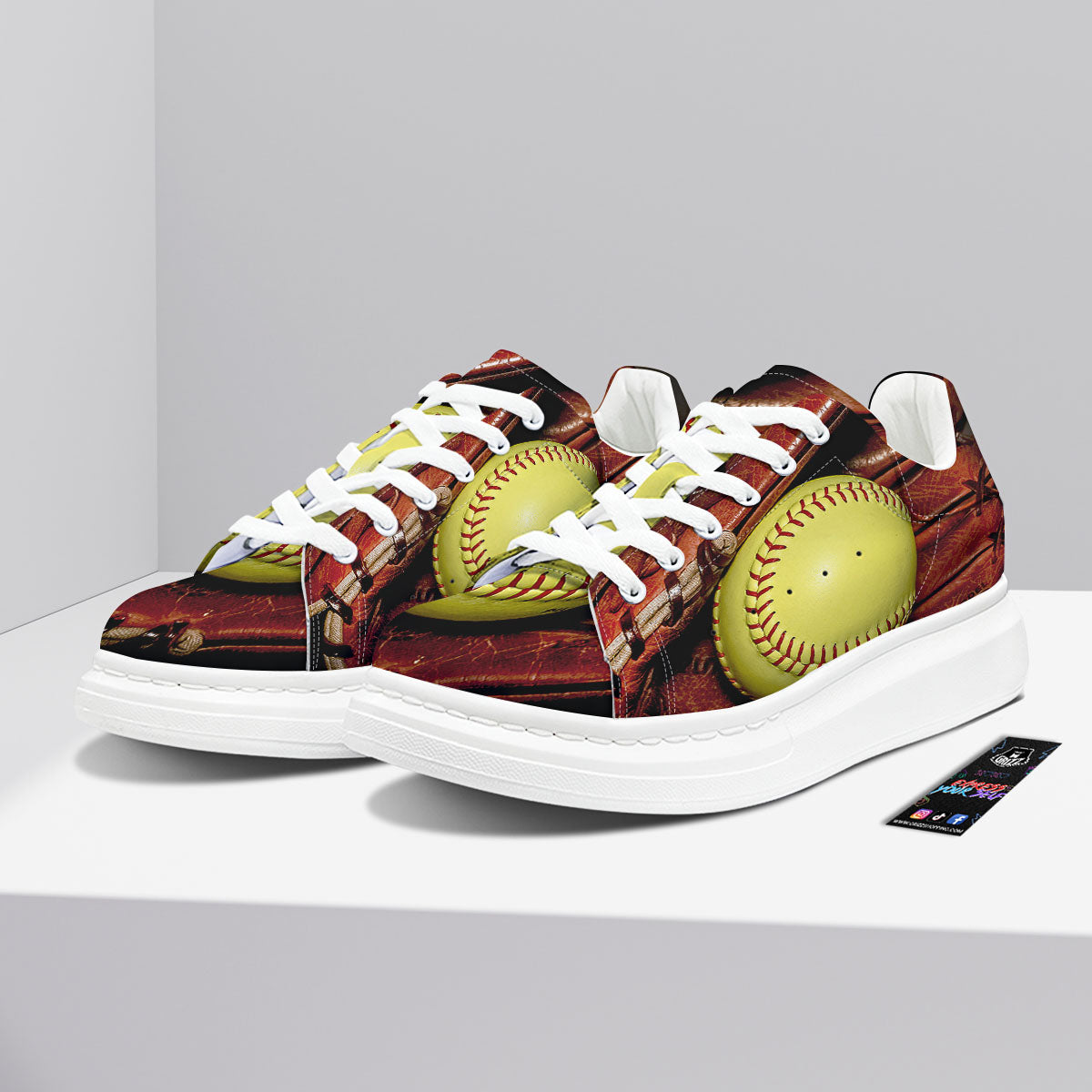 Softball Yellow Print Platform Shoes-grizzshop