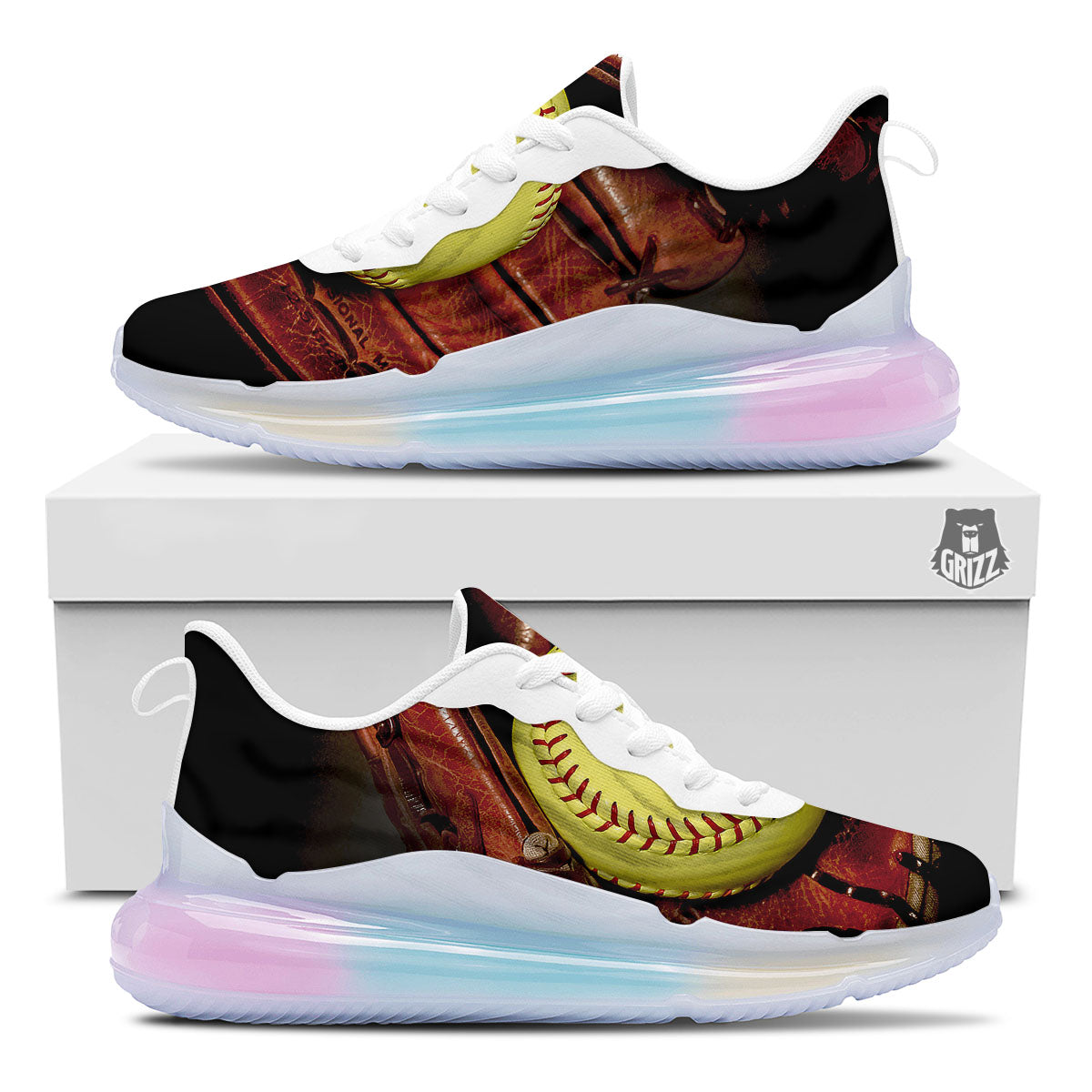 Softball Yellow Print Running Sneakers-grizzshop