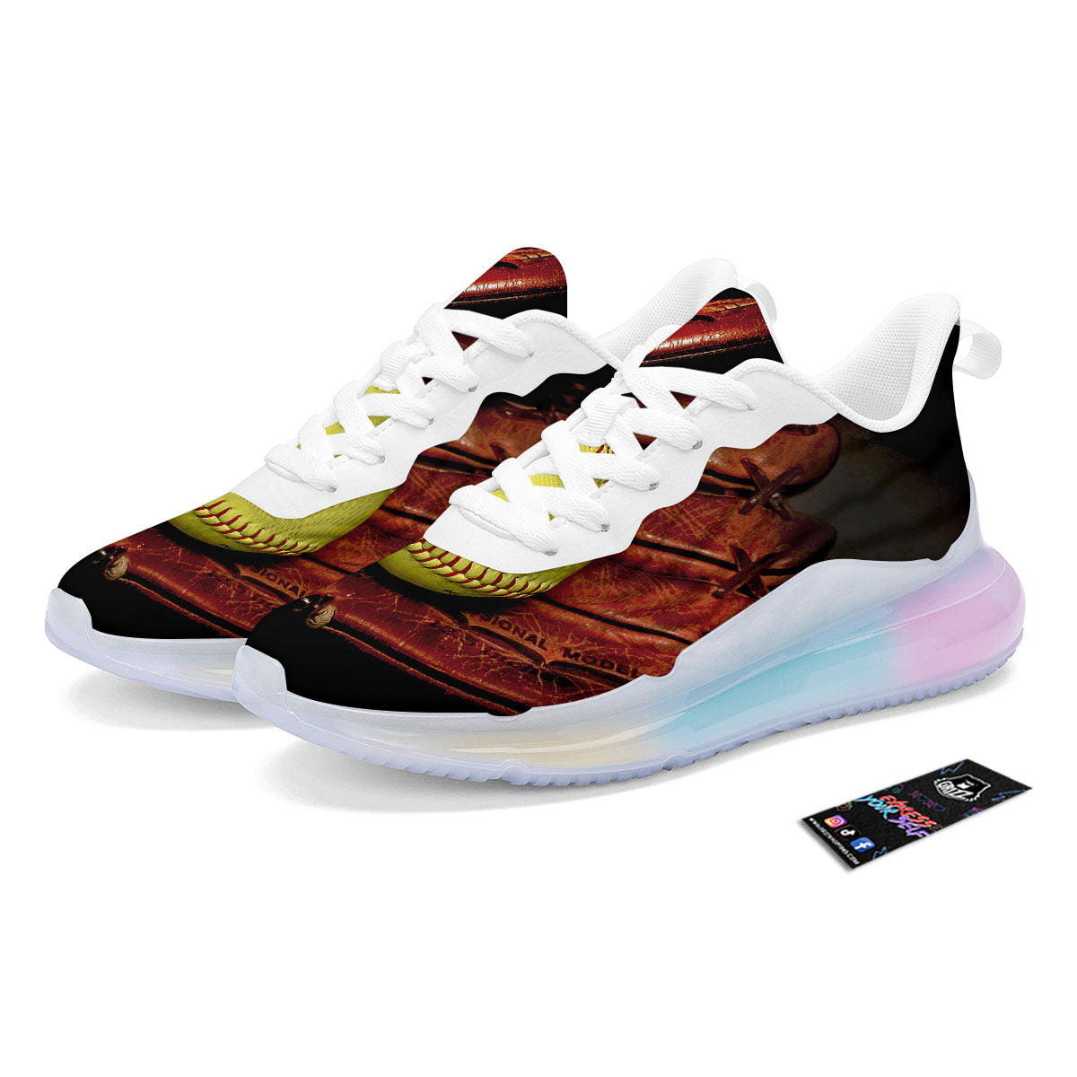 Softball Yellow Print Running Sneakers-grizzshop