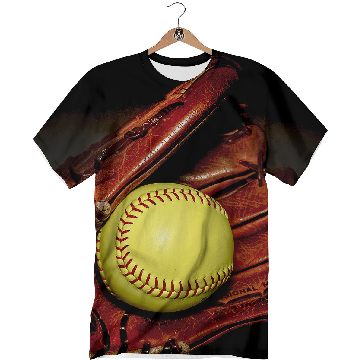 Softball Yellow Print T-Shirt-grizzshop