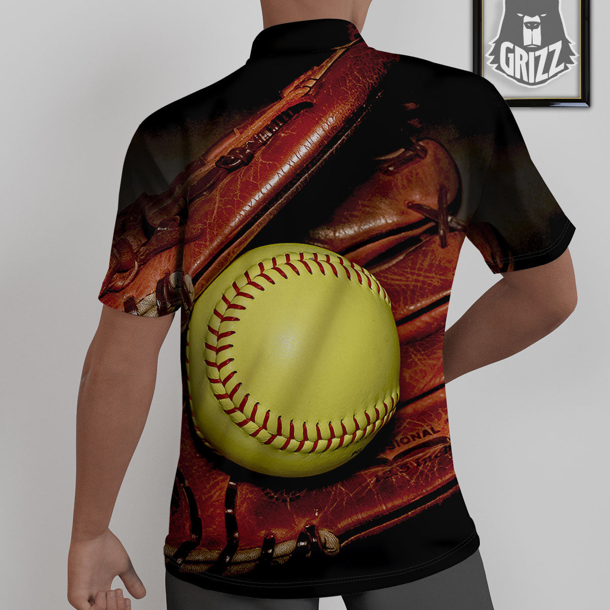 Softball Yellow Print Untucked Shirts-grizzshop