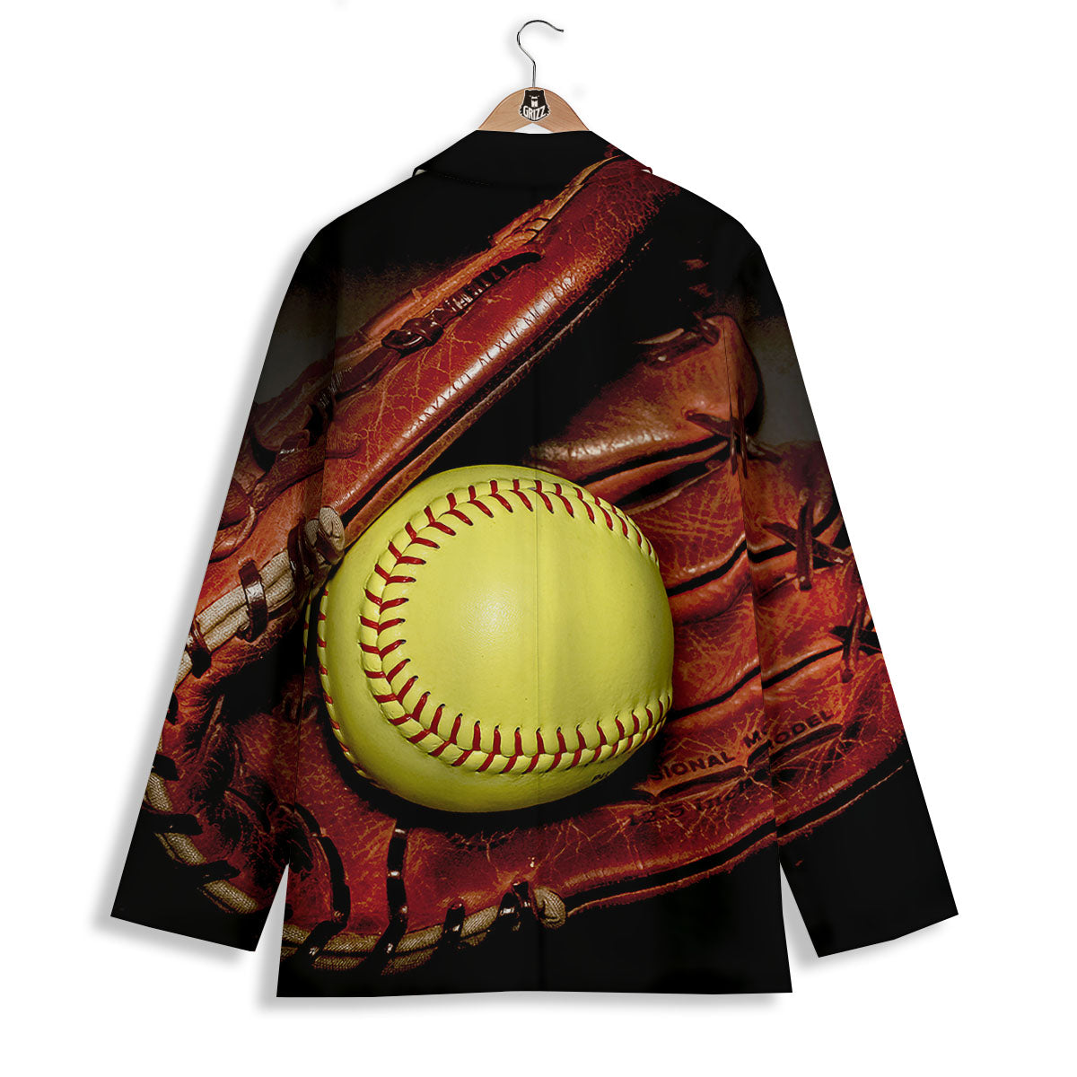 Softball Yellow Print Women's Blazer-grizzshop