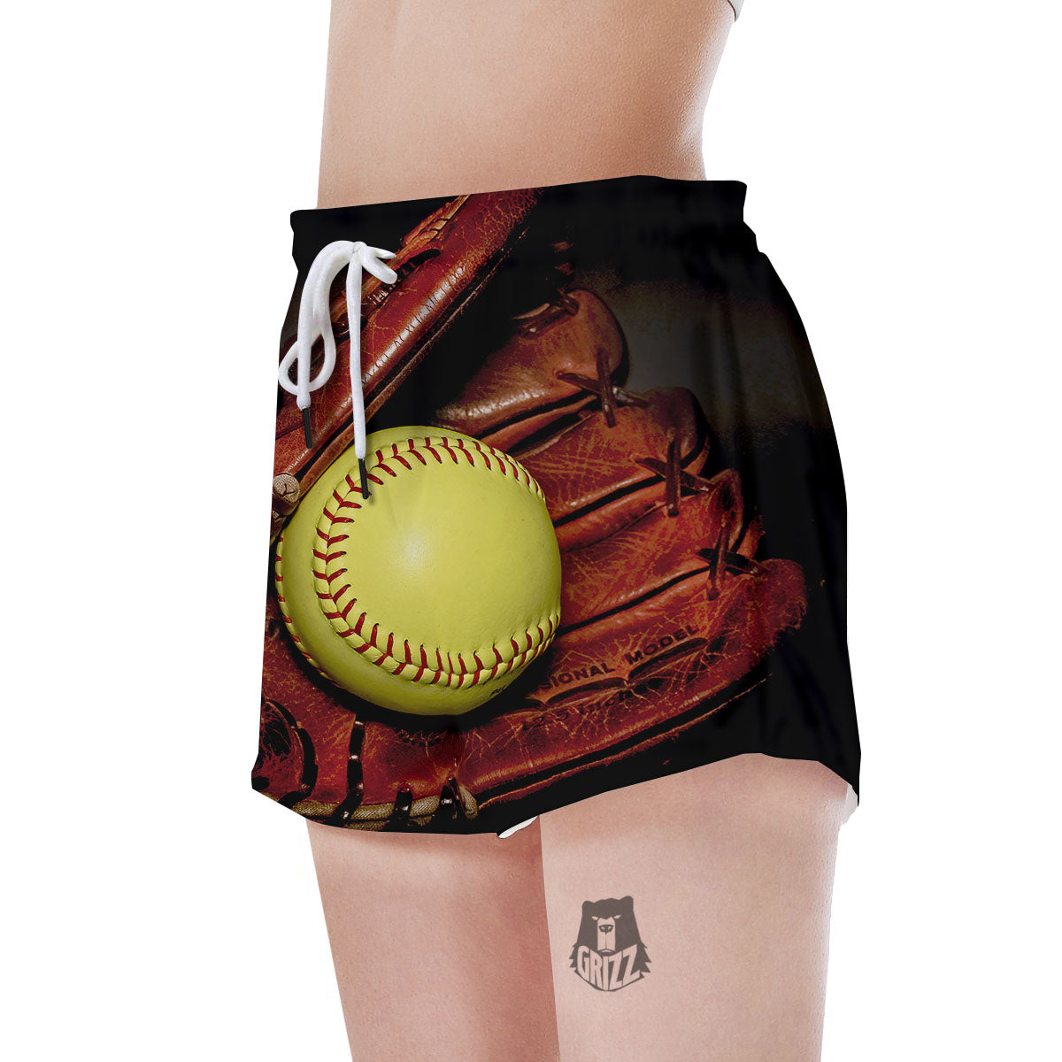 Softball Yellow Print Women's Shorts-grizzshop