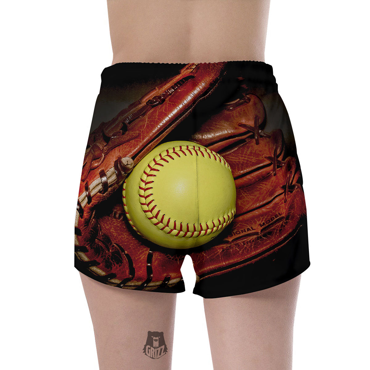 Softball Yellow Print Women's Shorts-grizzshop