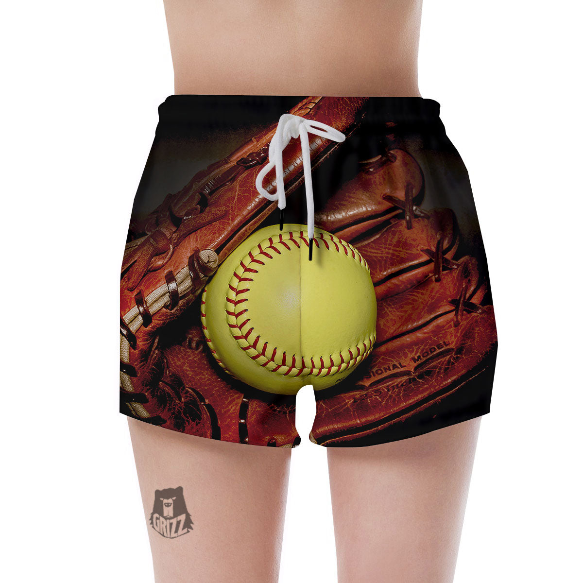 Softball Yellow Print Women's Shorts-grizzshop