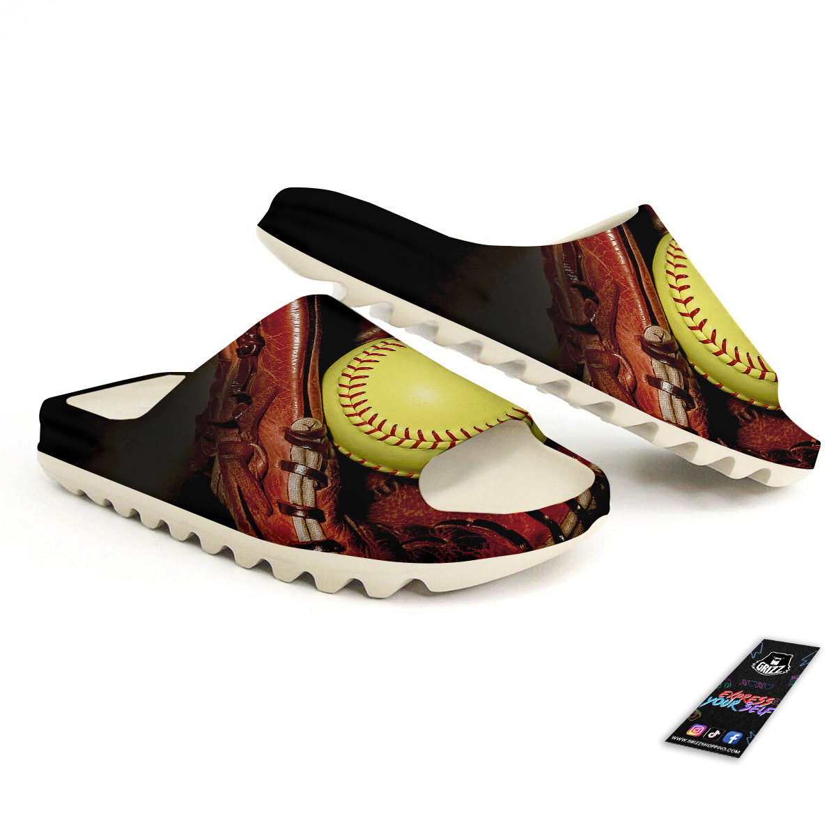 Softball Yellow Print Sandals-grizzshop