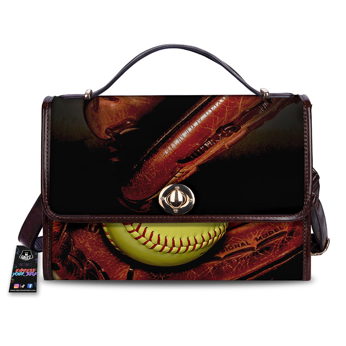 Softball Yellow Print Women's Satchel Bag