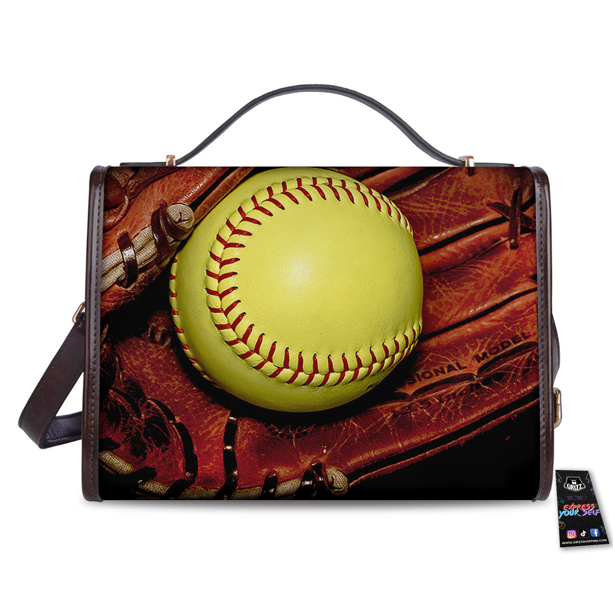 Softball Yellow Print Women's Satchel Bag