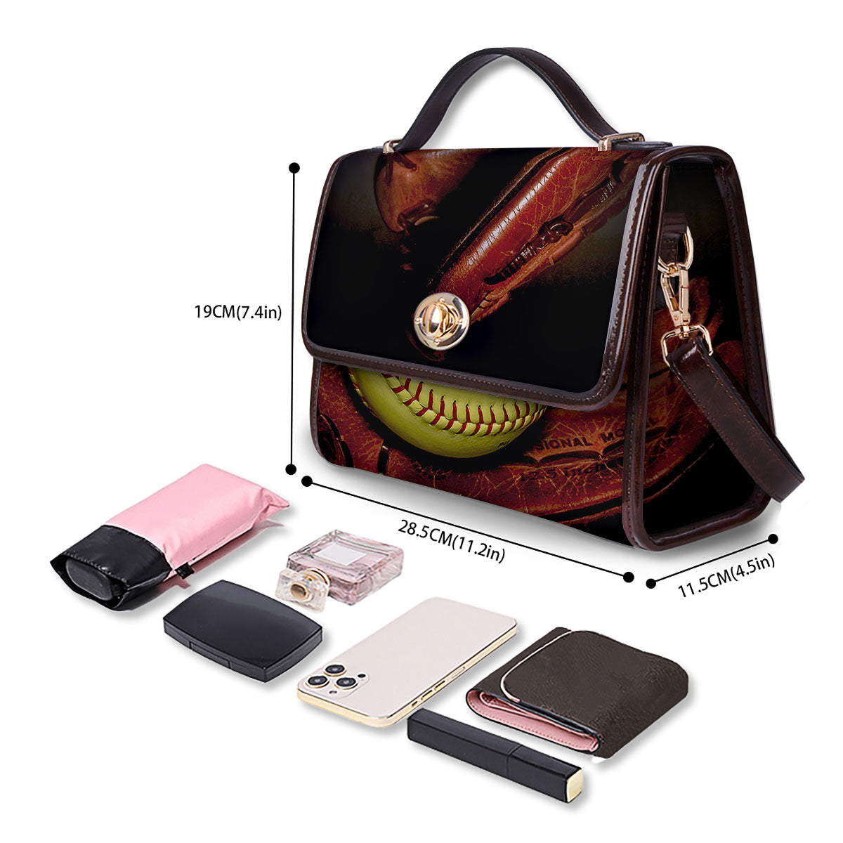 Softball Yellow Print Women's Satchel Bag