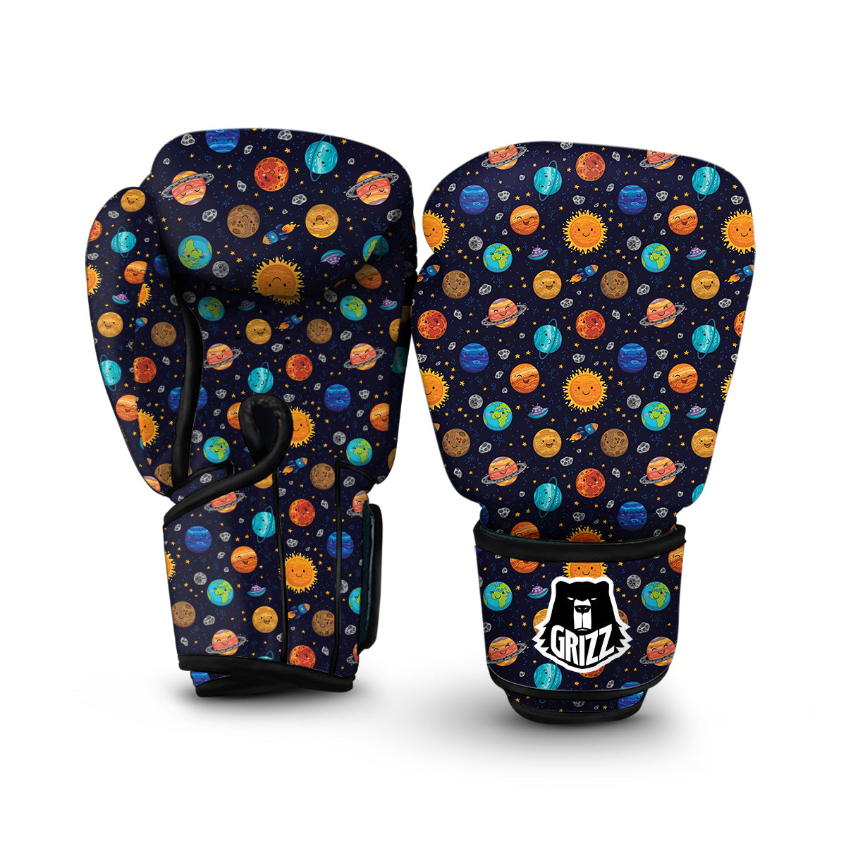 Solar System And Cute Planet Print Pattern Boxing Gloves-grizzshop