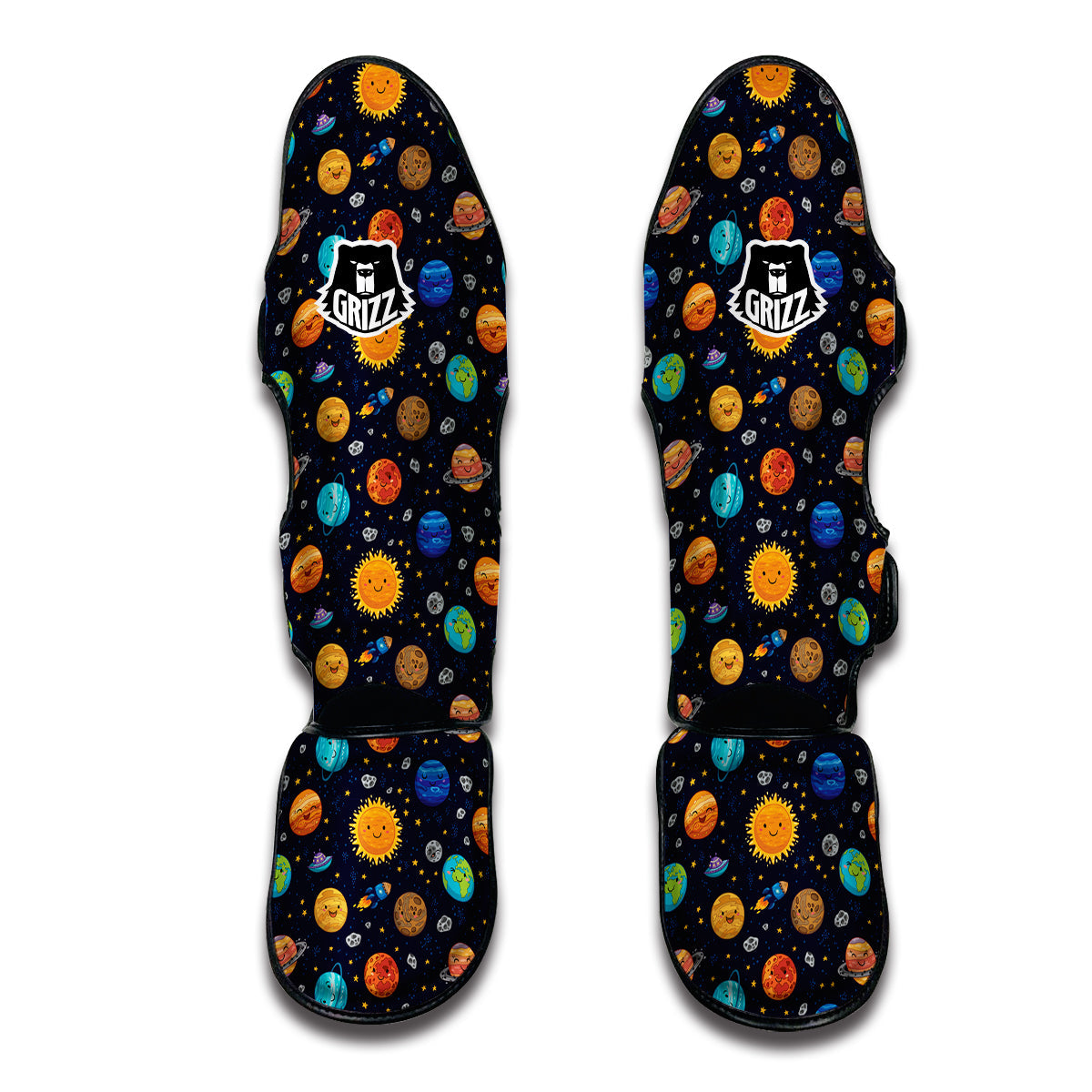 Solar System And Cute Planet Print Pattern Muay Thai Shin Guards-grizzshop