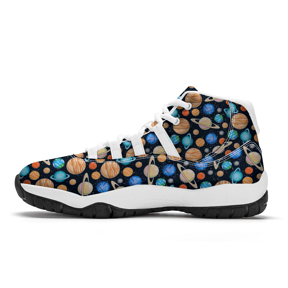 Solar System And Planet Print Pattern White Bball Shoes-grizzshop
