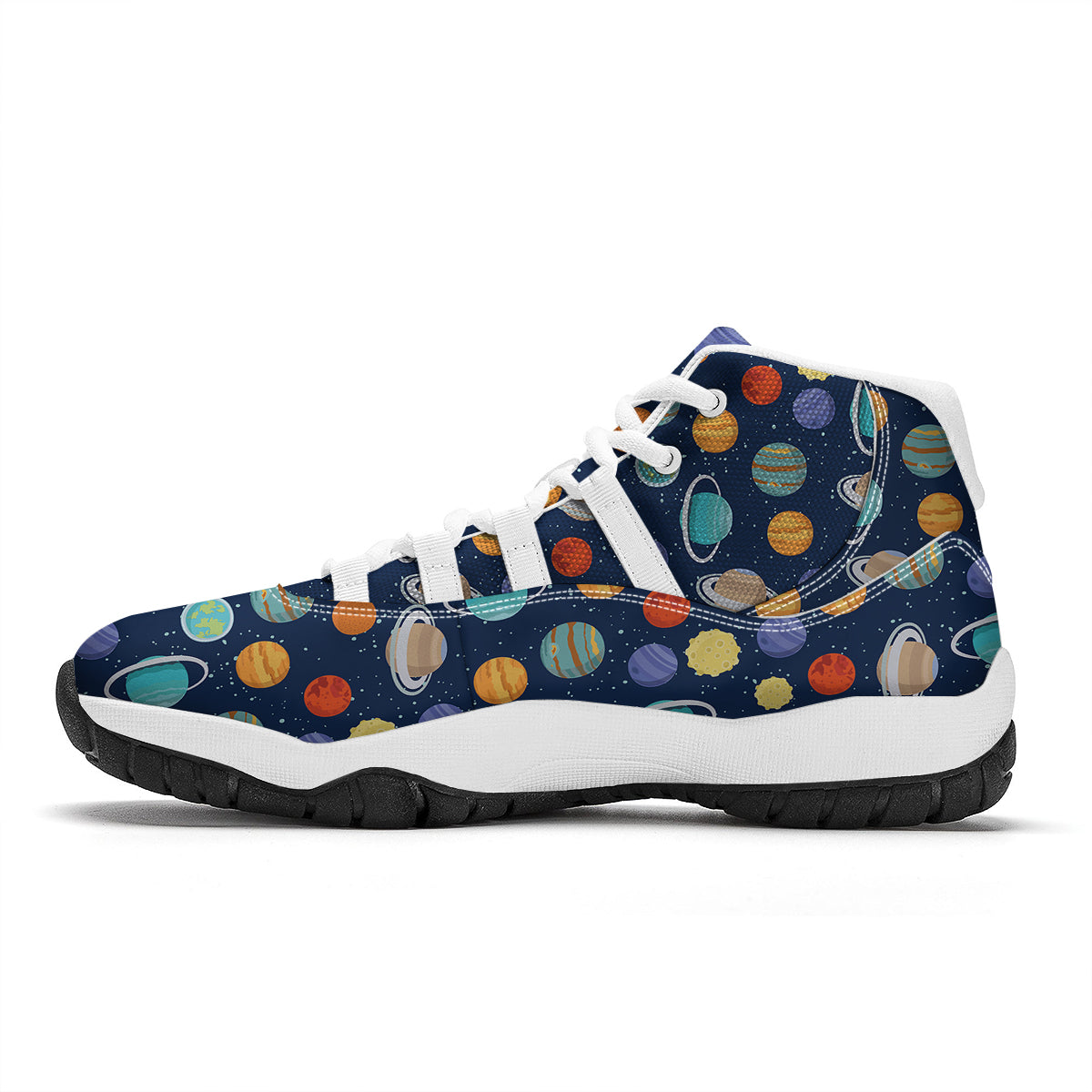 Solar System Planet Print Pattern White Bball Shoes-grizzshop