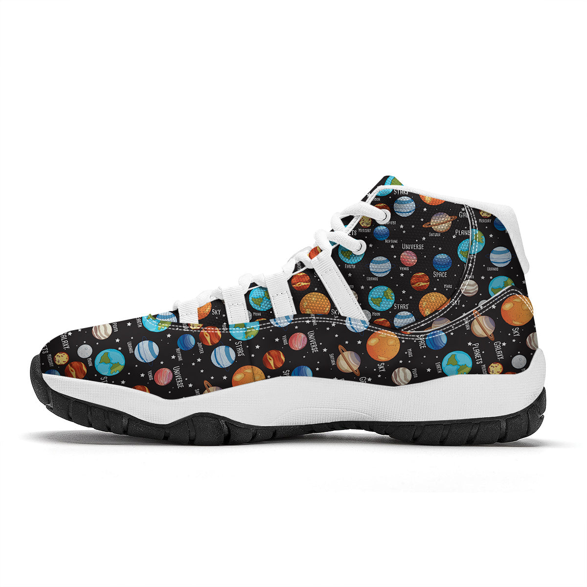Solar System Print Pattern White Bball Shoes-grizzshop