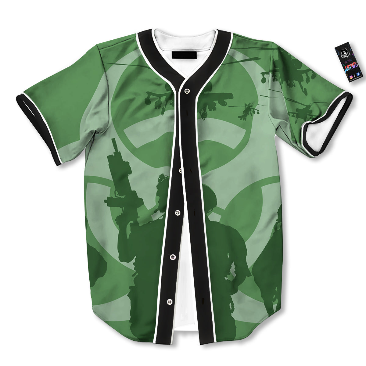 Soldiers And Biohazard Print Baseball Jersey-grizzshop