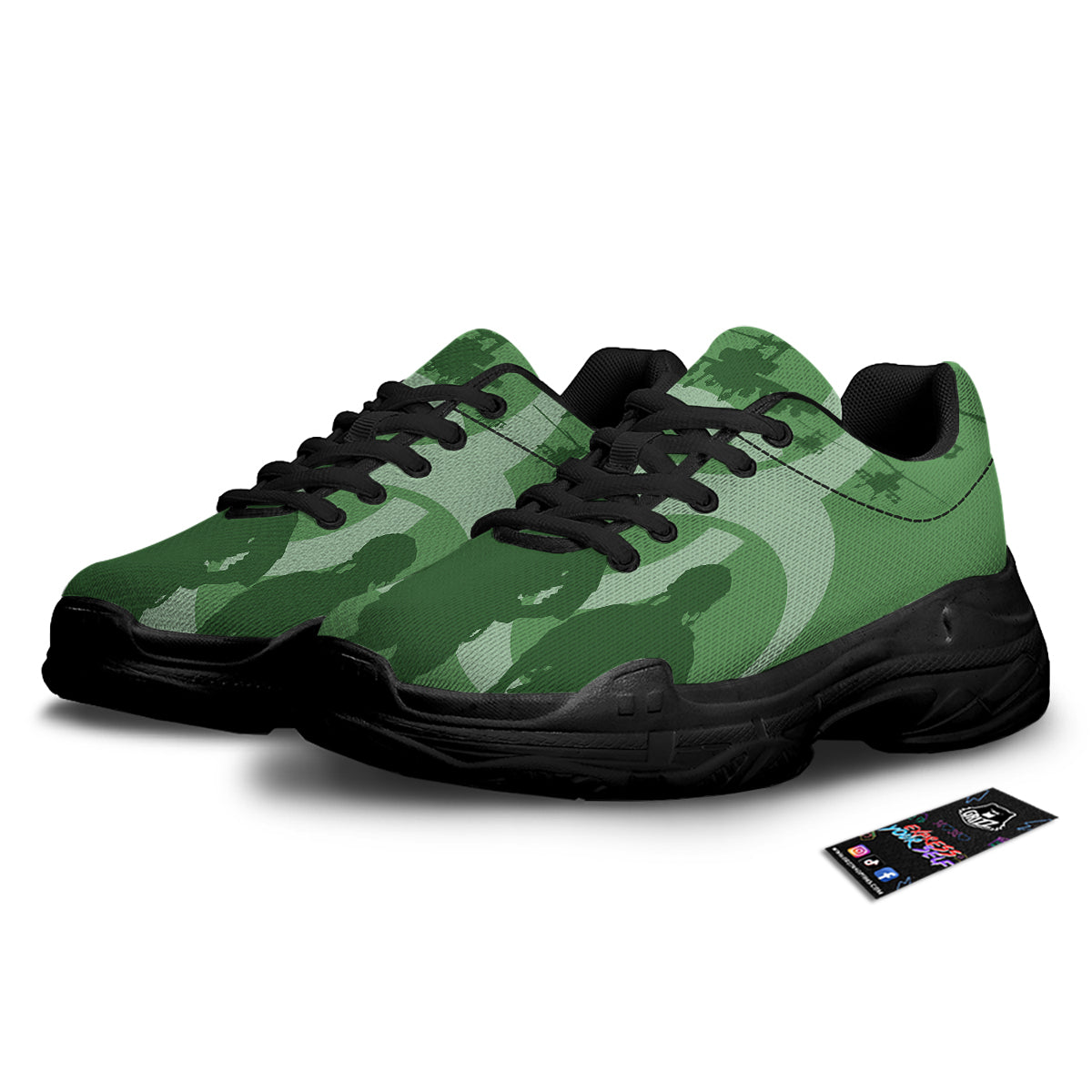 Soldiers And Biohazard Print Black Chunky Shoes-grizzshop