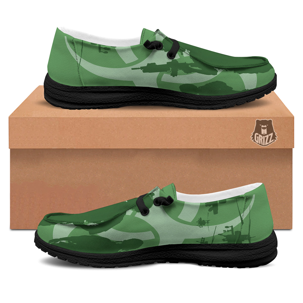 Soldiers And Biohazard Print Black Loafers-grizzshop