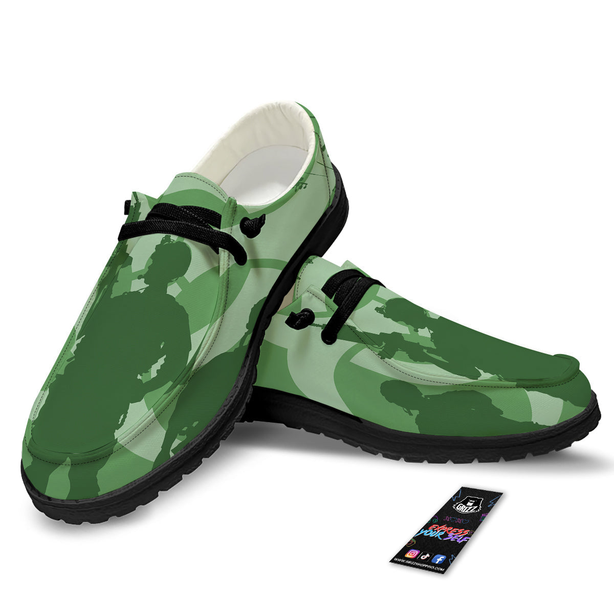 Soldiers And Biohazard Print Black Loafers-grizzshop
