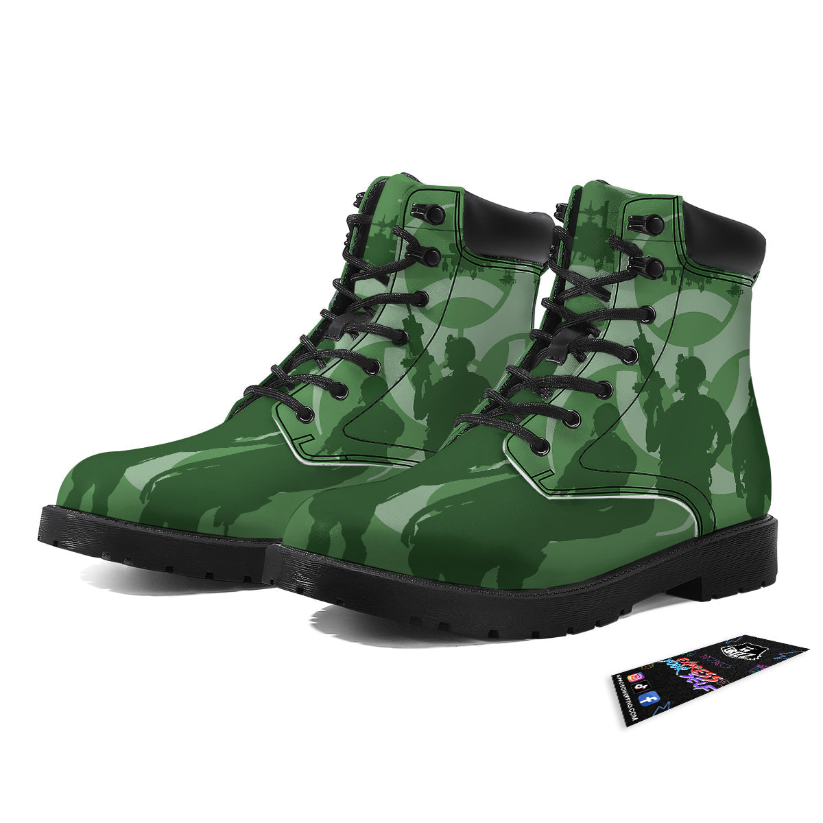 Soldiers And Biohazard Print Boots-grizzshop