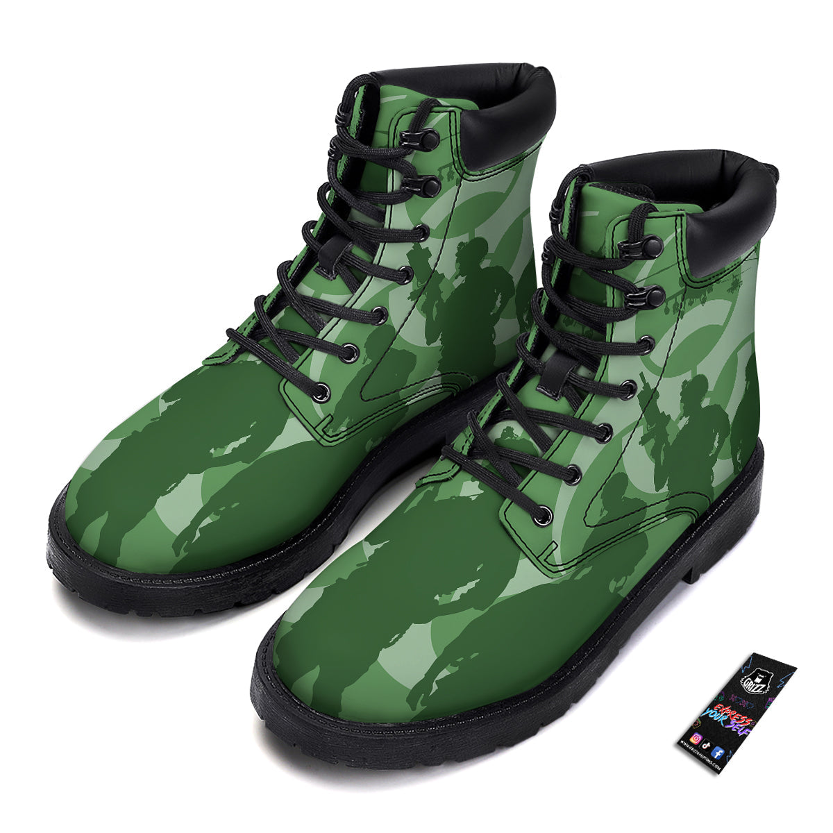 Soldiers And Biohazard Print Boots-grizzshop