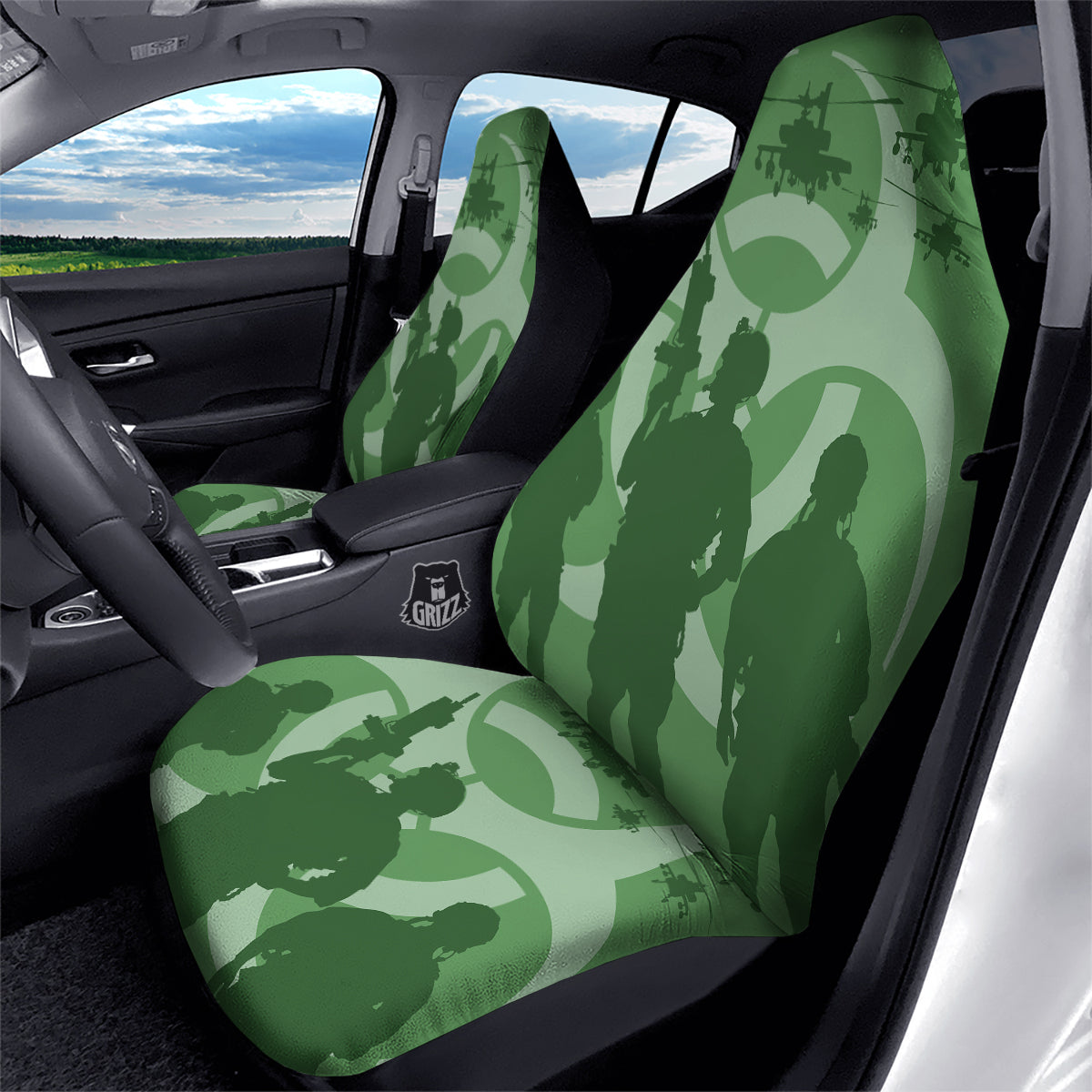 Soldiers And Biohazard Print Car Seat Covers-grizzshop