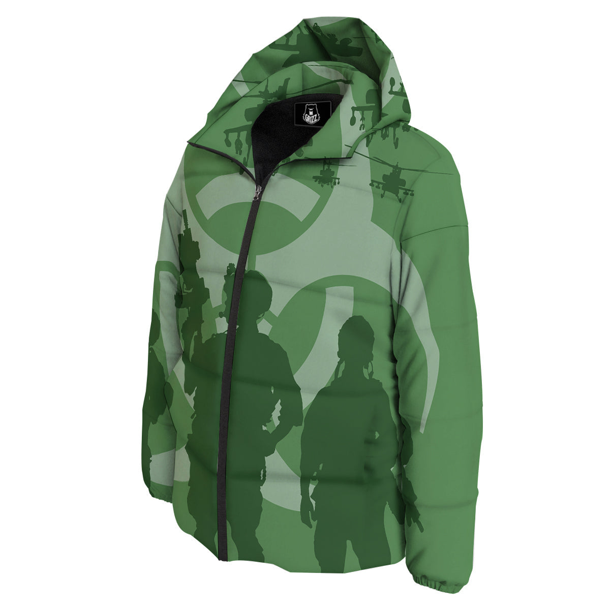 Soldiers And Biohazard Print Down Jacket-grizzshop
