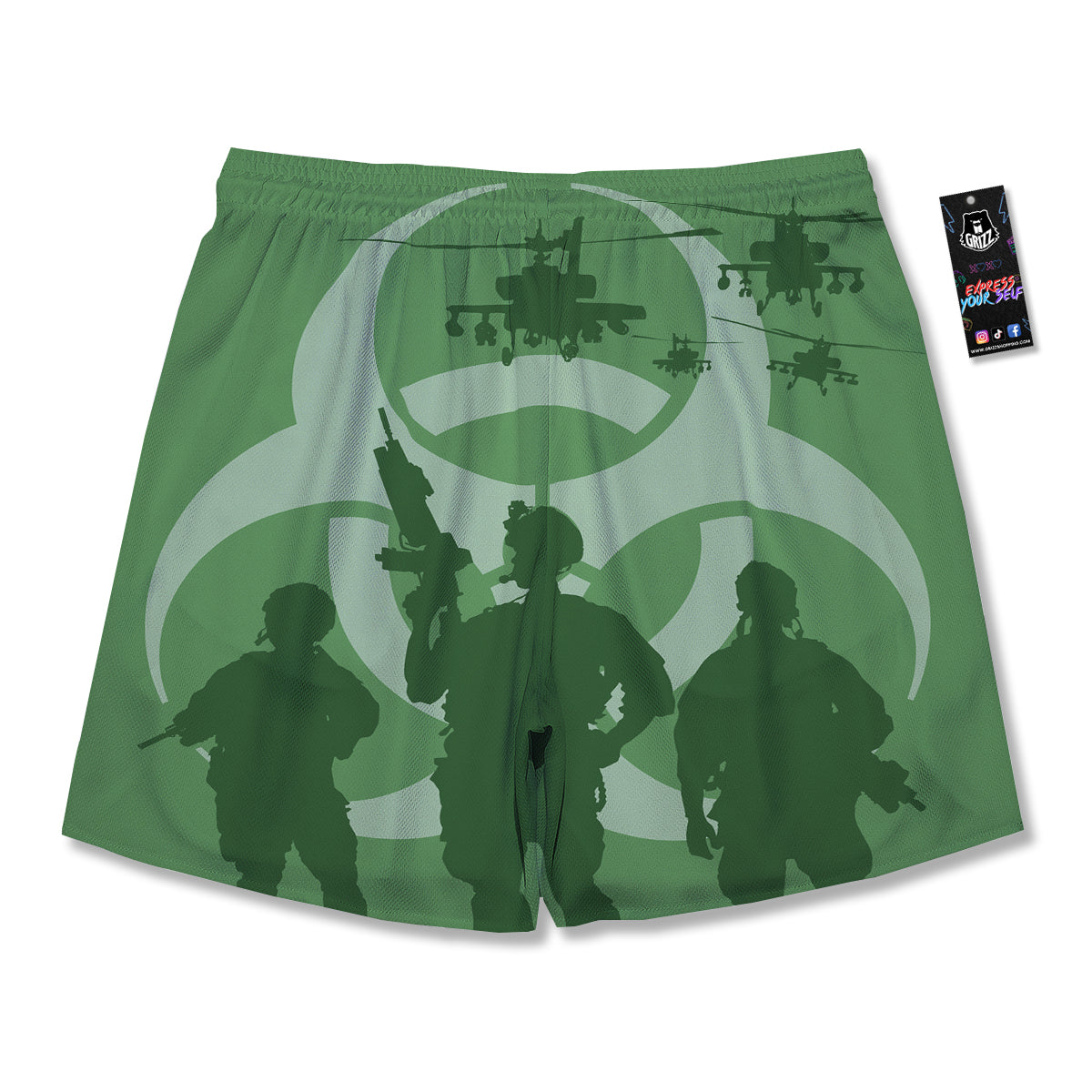 Soldiers And Biohazard Print Men's Running Shorts-grizzshop