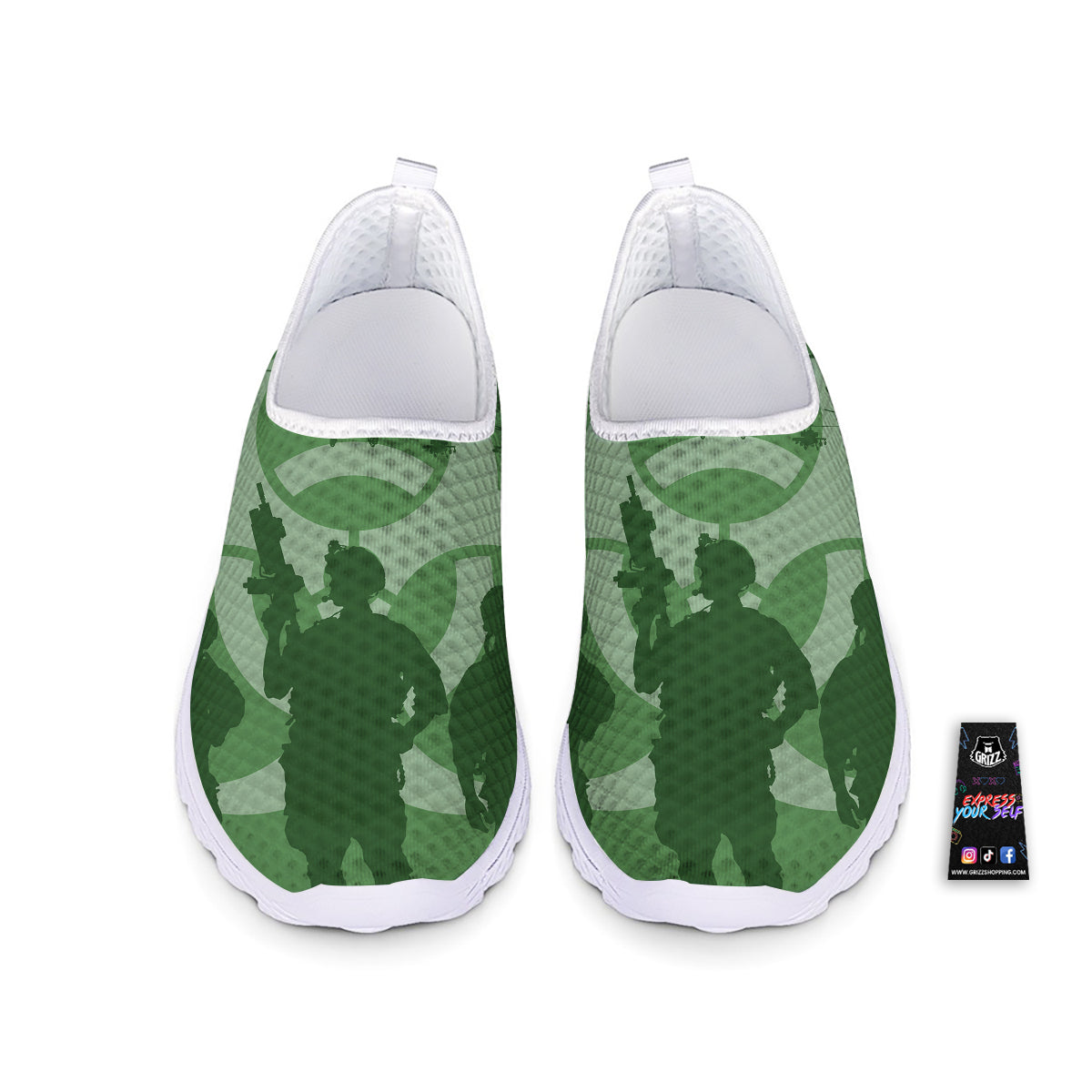 Soldiers And Biohazard Print Nurse Shoes-grizzshop