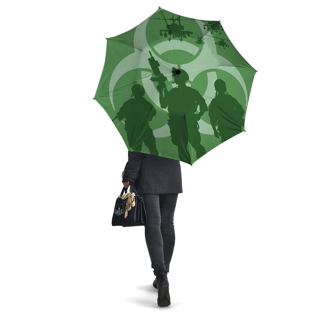 Soldiers And Biohazard Print Umbrella-grizzshop