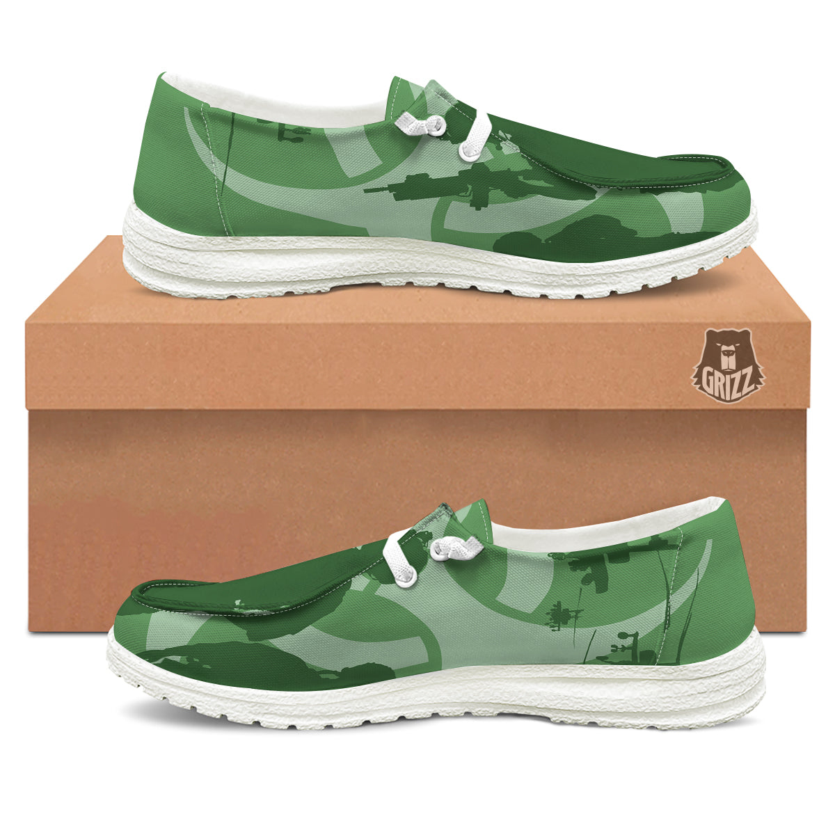 Soldiers And Biohazard Print White Loafers-grizzshop