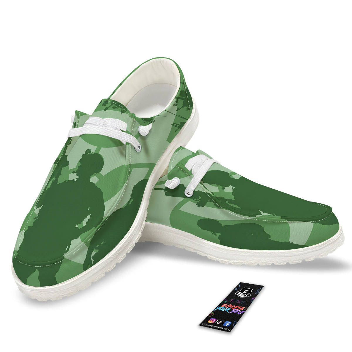 Soldiers And Biohazard Print White Loafers-grizzshop