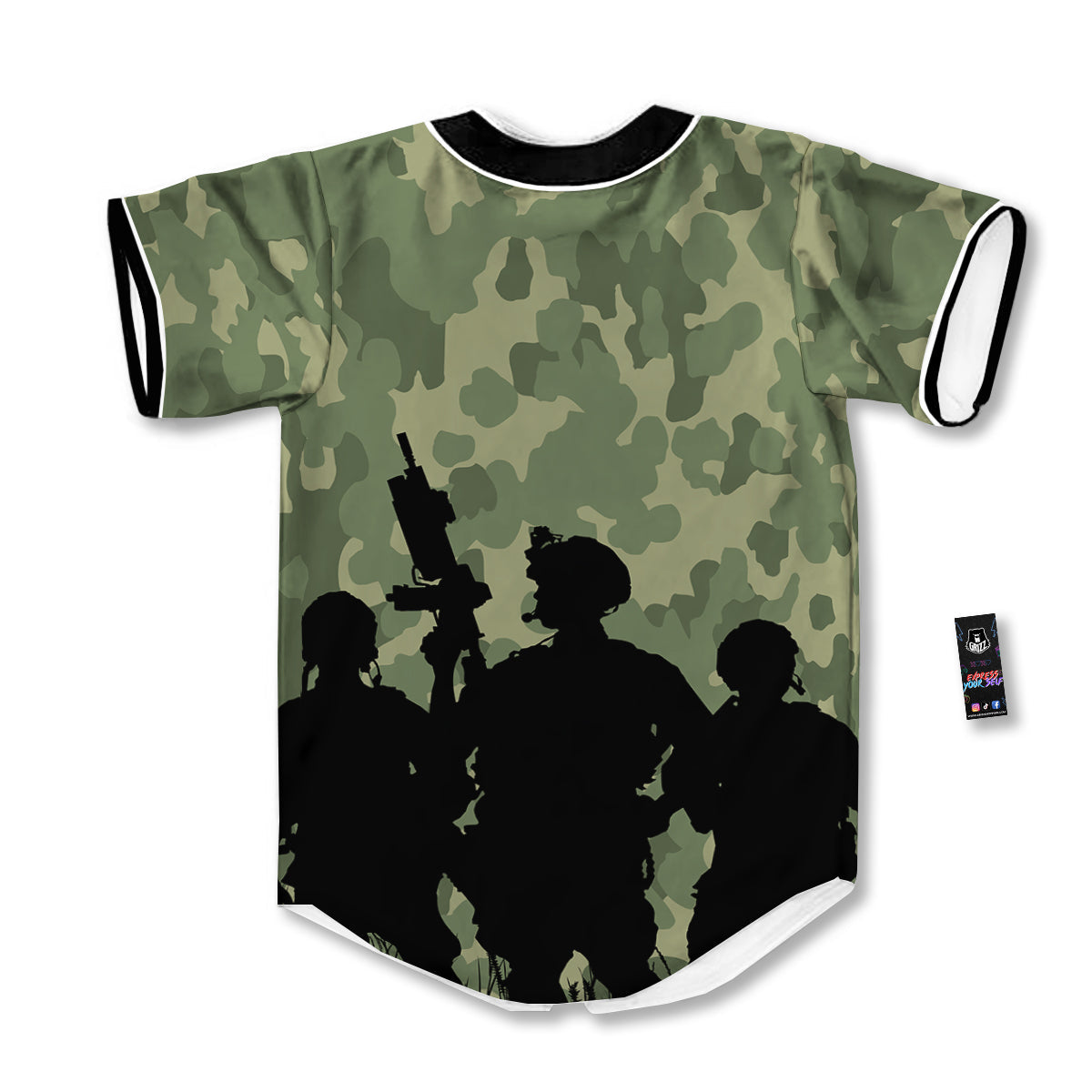 Soldiers And Camouflage Print Baseball Jersey-grizzshop