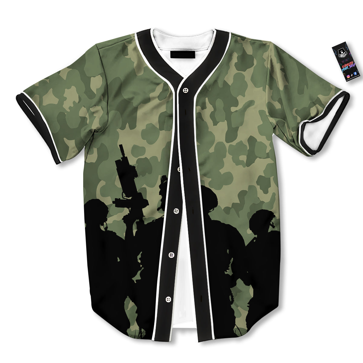 Soldiers And Camouflage Print Baseball Jersey-grizzshop