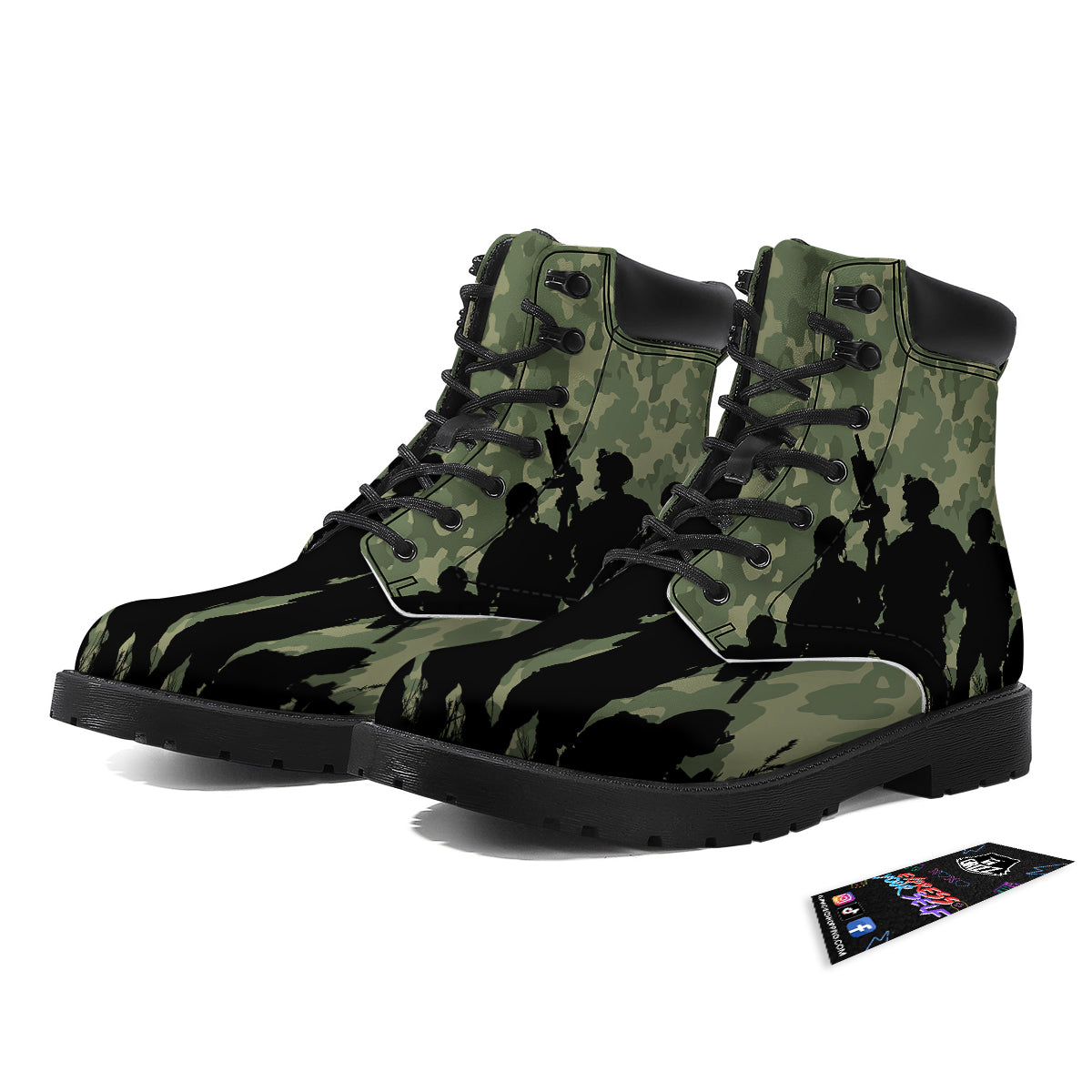 Soldiers And Camouflage Print Boots-grizzshop