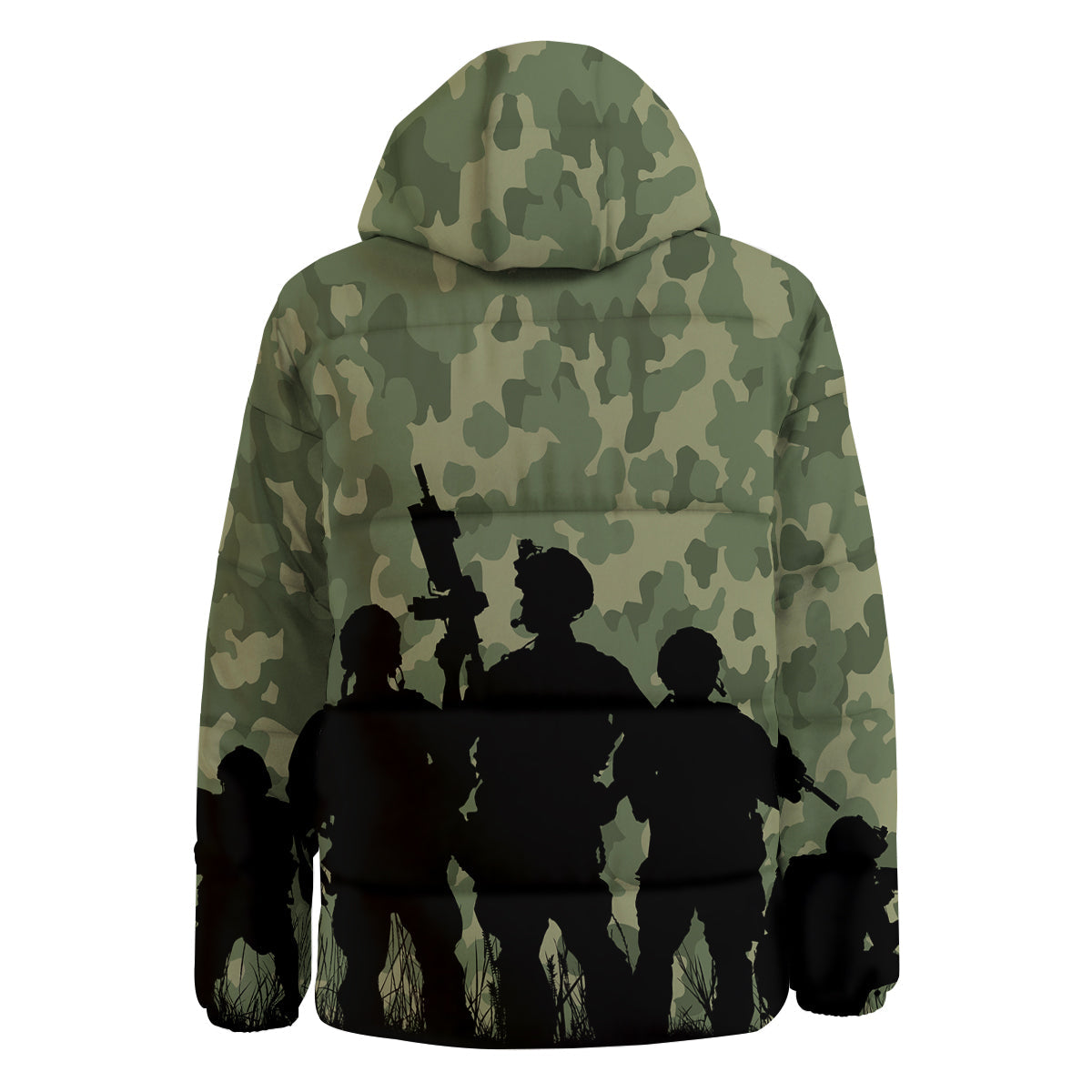 Soldiers And Camouflage Print Down Jacket-grizzshop