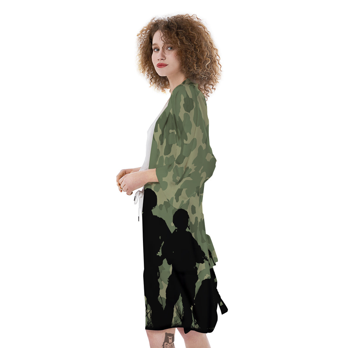 Soldiers And Camouflage Print Kimono-grizzshop