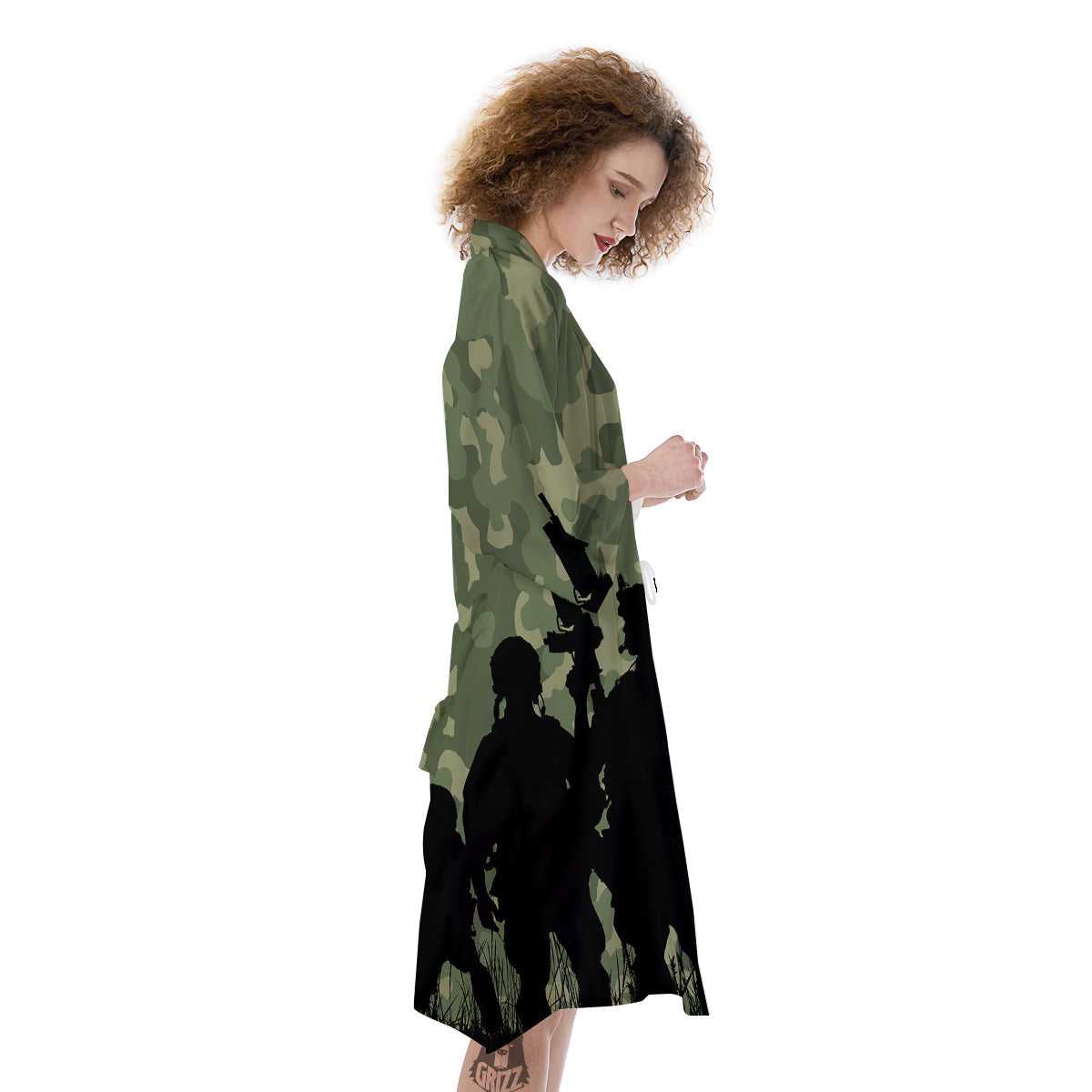 Soldiers And Camouflage Print Kimono-grizzshop