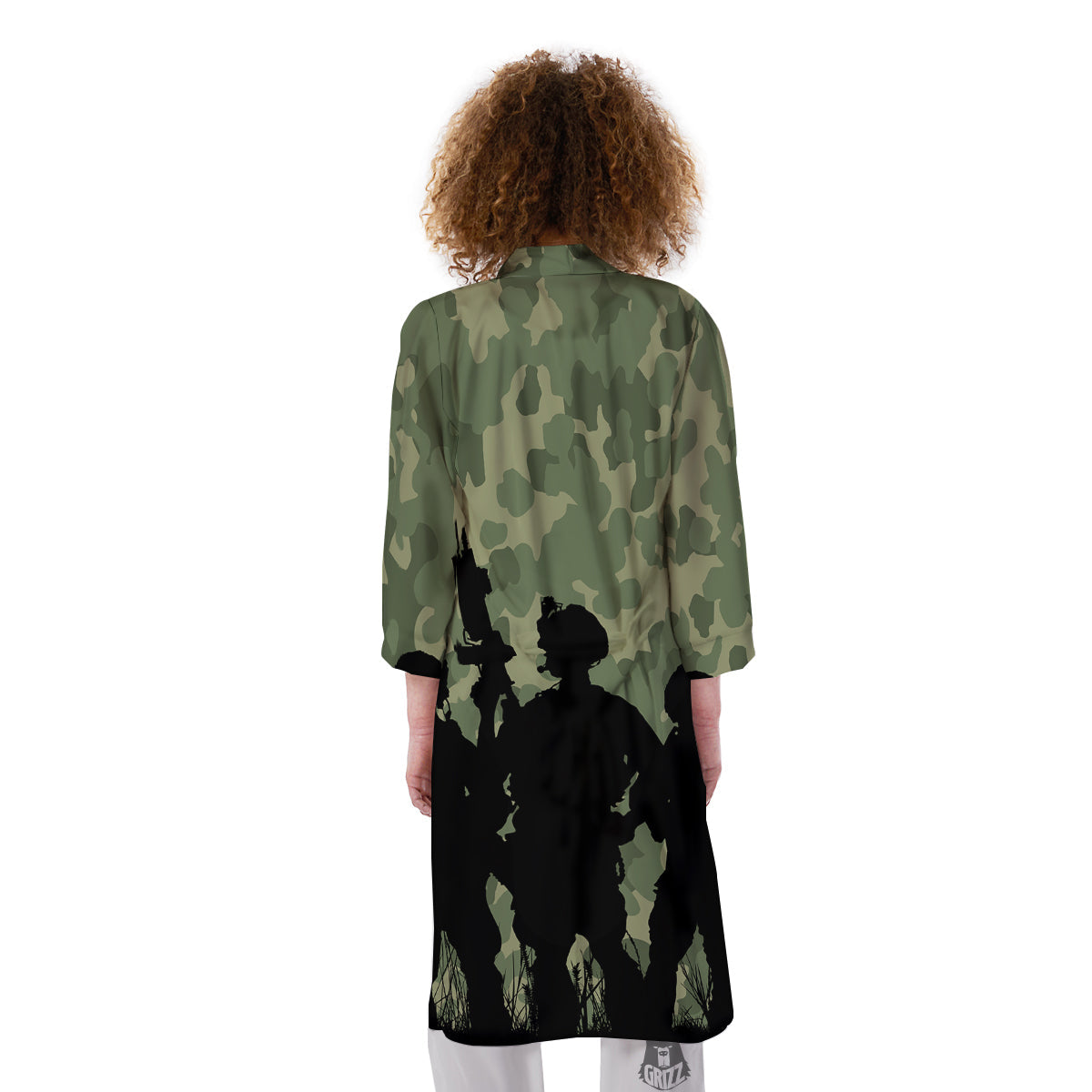 Soldiers And Camouflage Print Kimono-grizzshop
