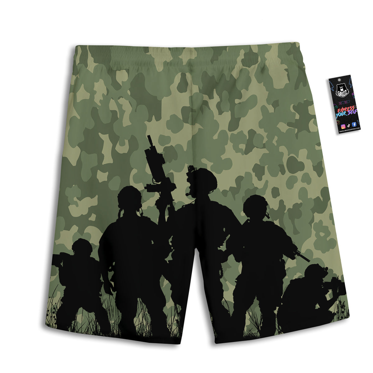 Soldiers And Camouflage Print Men's Athletic Shorts