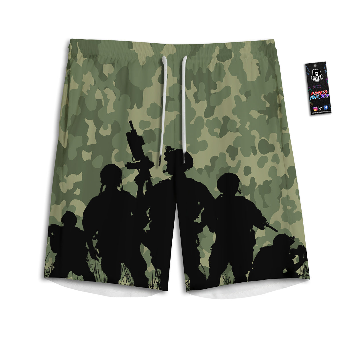 Soldiers And Camouflage Print Men's Athletic Shorts