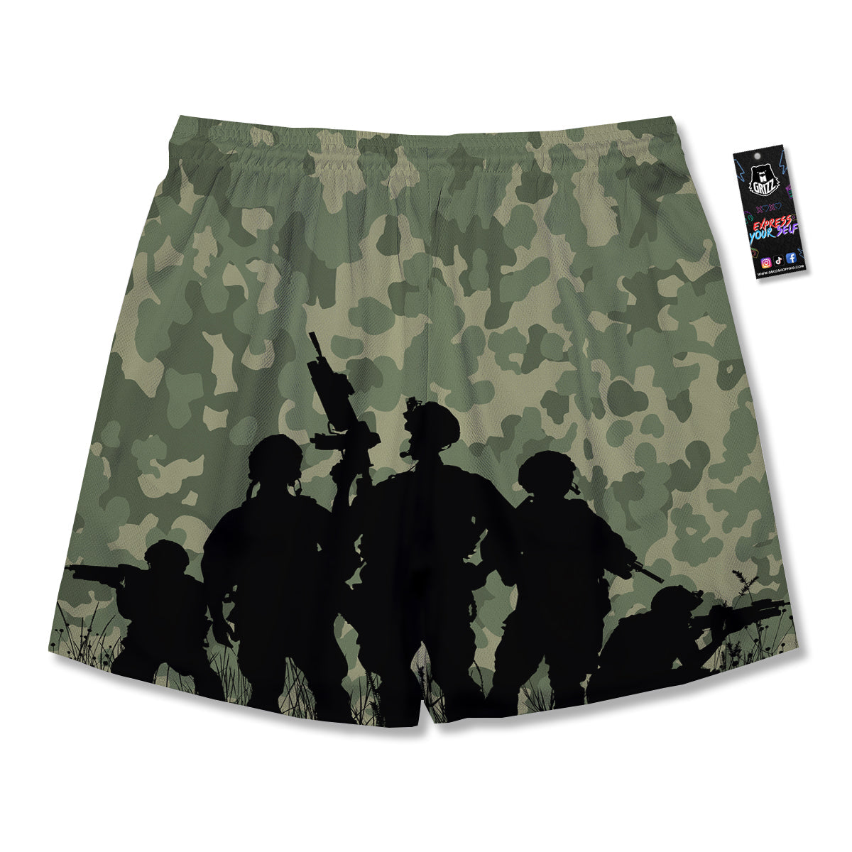 Soldiers And Camouflage Print Men's Running Shorts-grizzshop