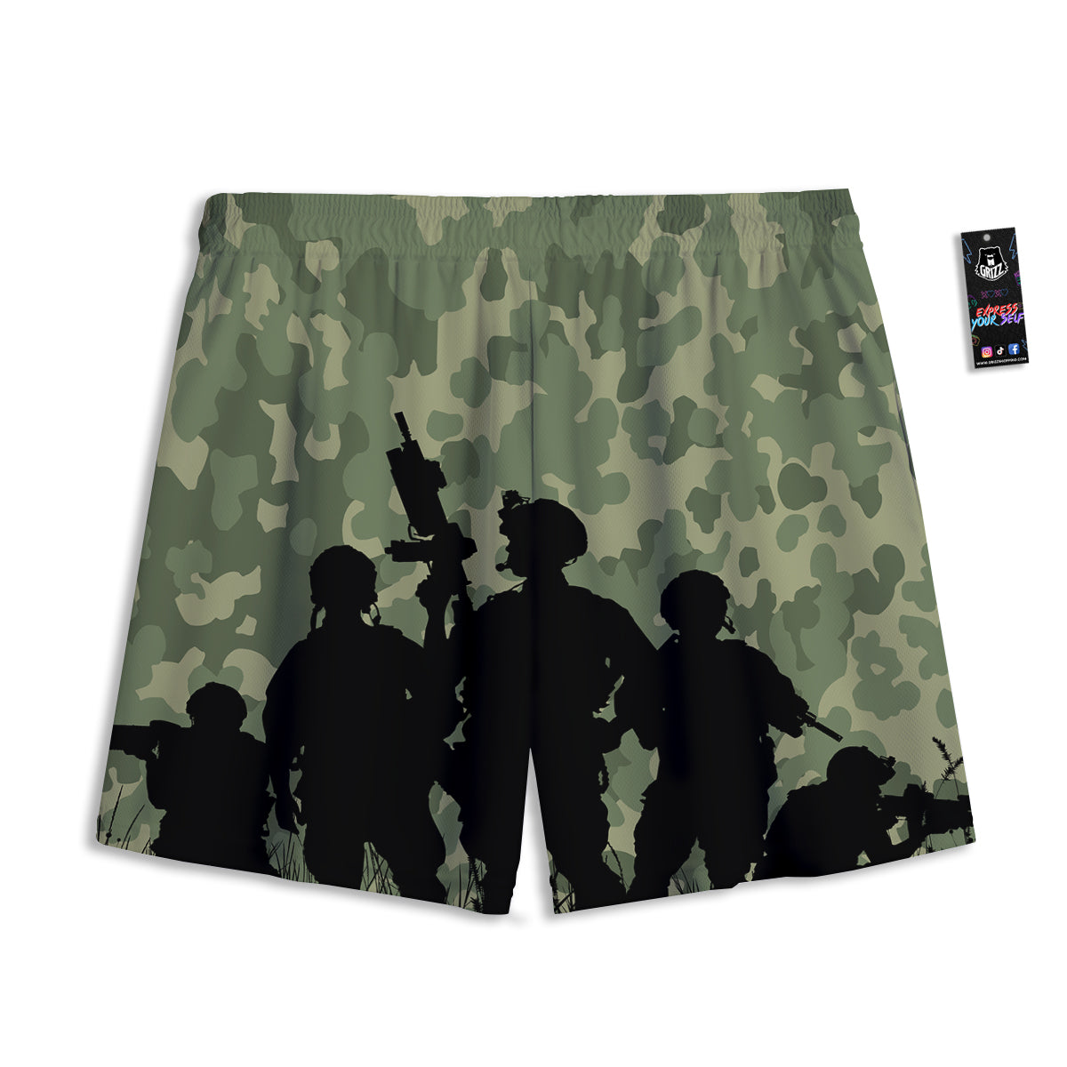 Surfing Graffiti Print Pattern Mesh Shorts