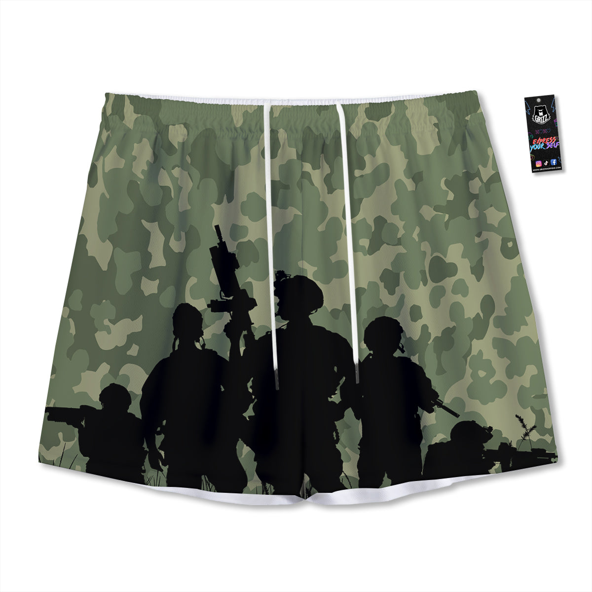 Surfing Graffiti Print Pattern Mesh Shorts
