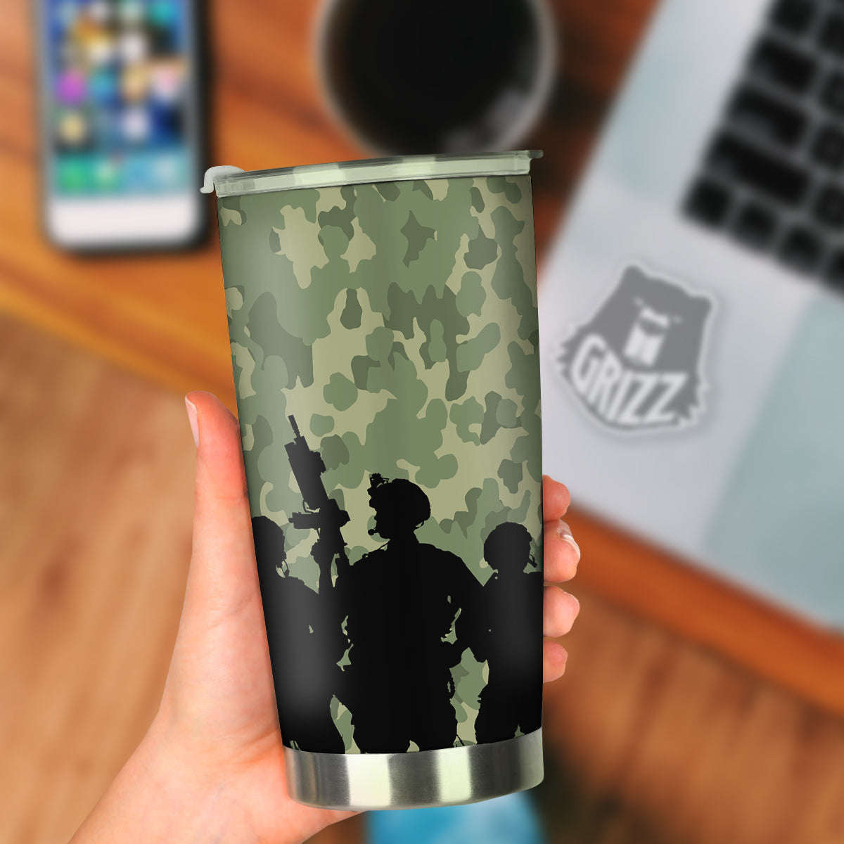 Soldiers And Camouflage Print Tumbler-grizzshop