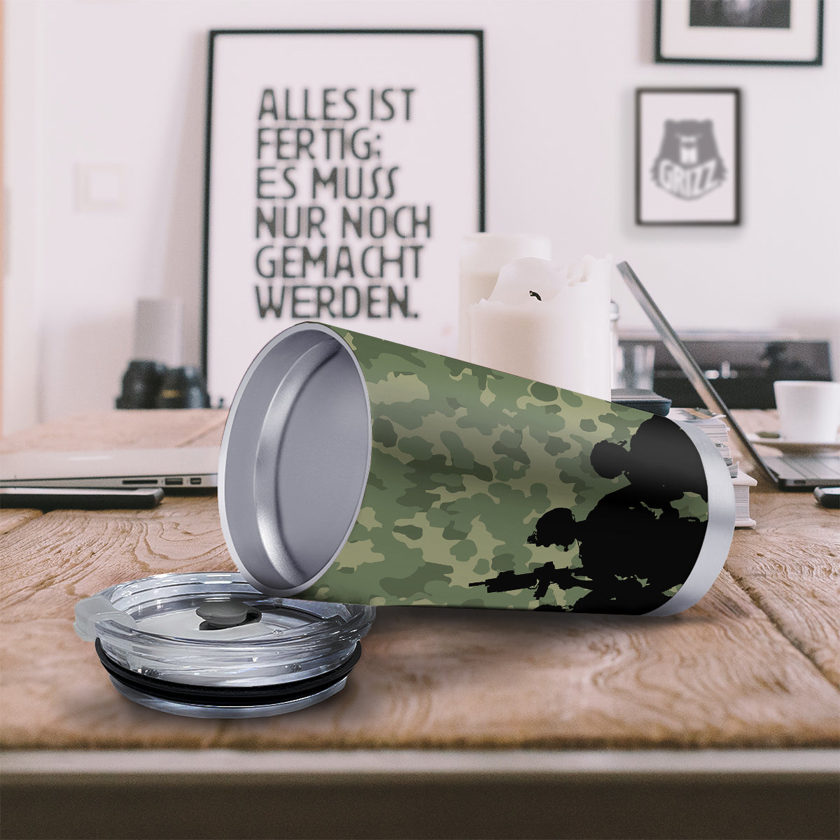 Soldiers And Camouflage Print Tumbler-grizzshop