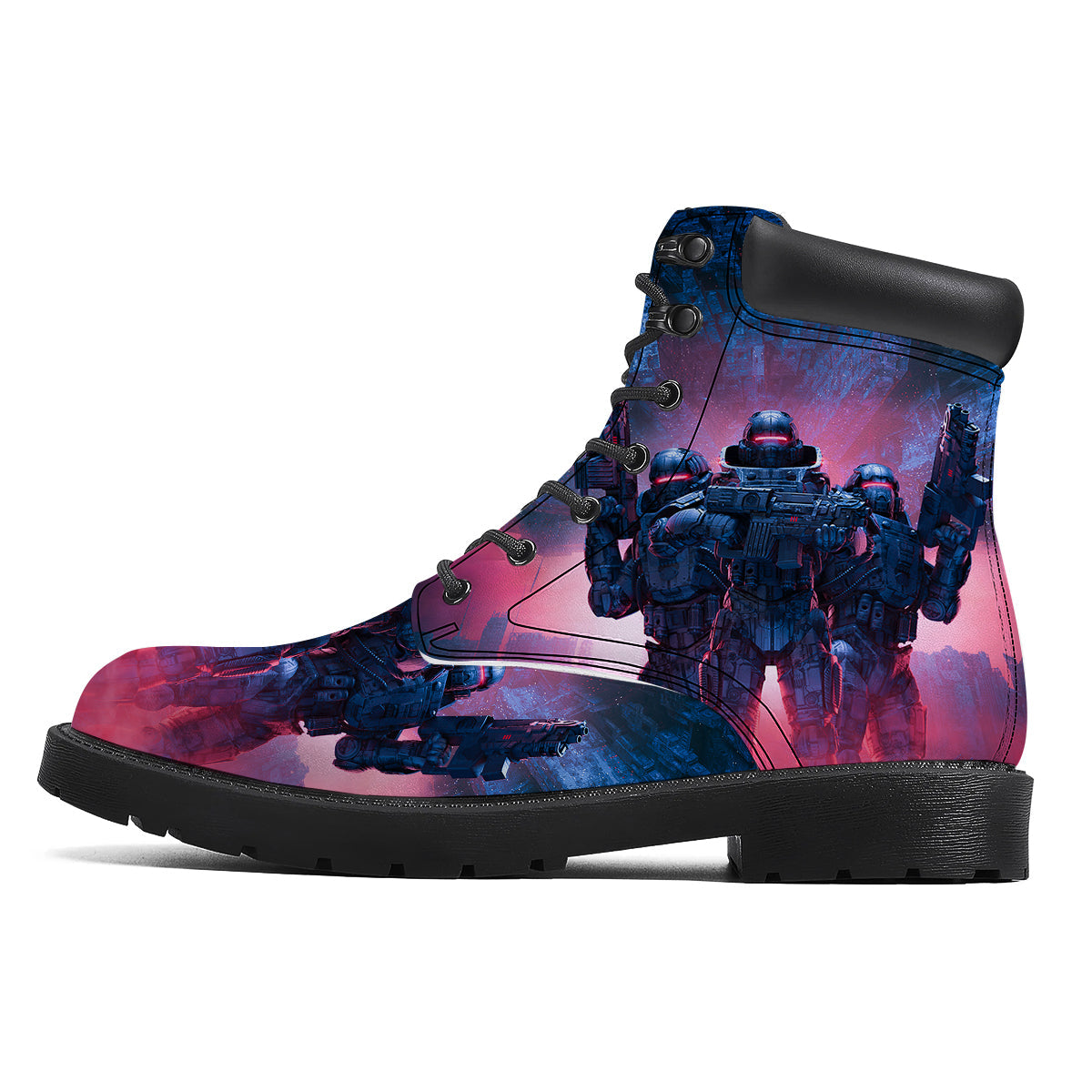Soldiers Cyberpunk Print Boots-grizzshop