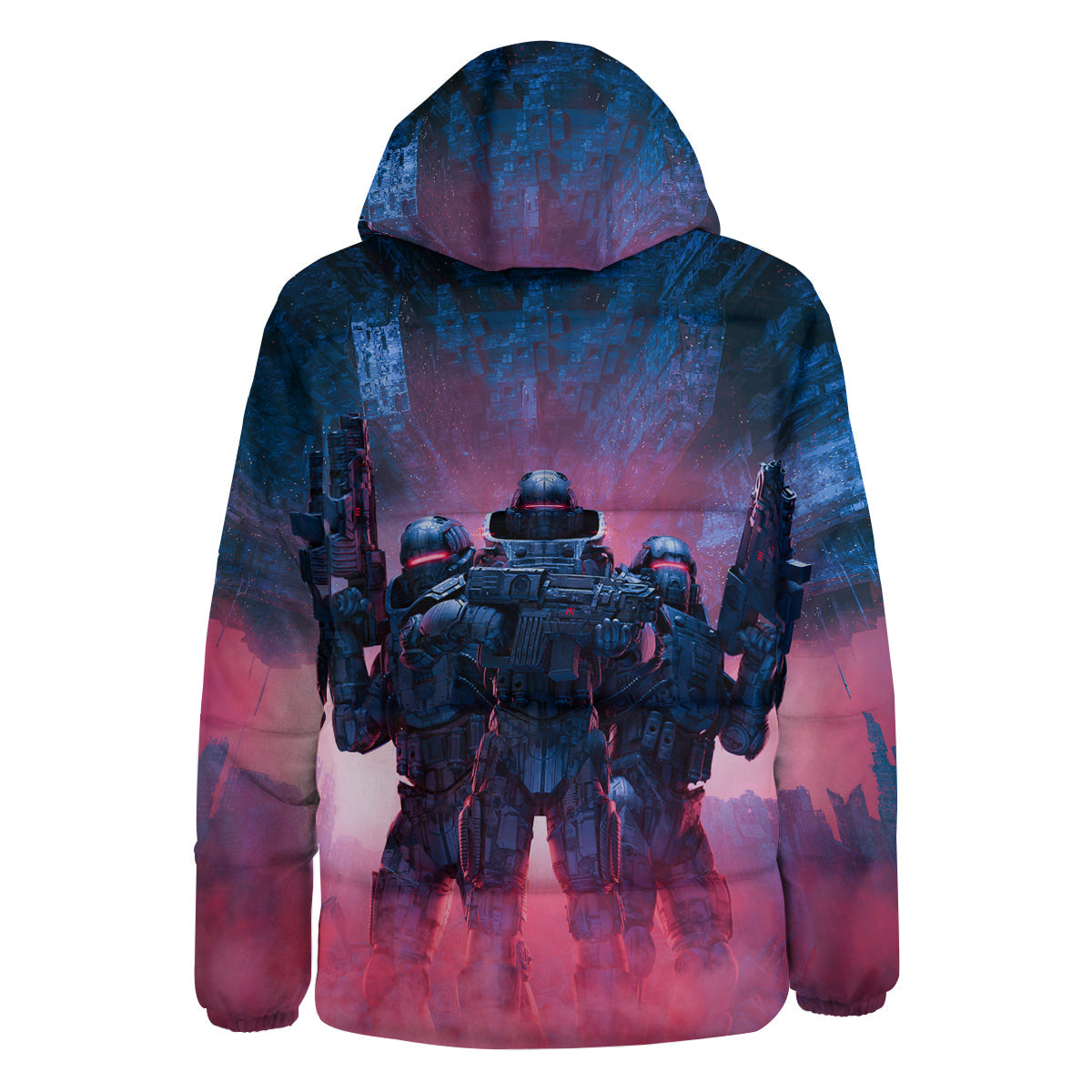 Soldiers Cyberpunk Print Down Jacket-grizzshop