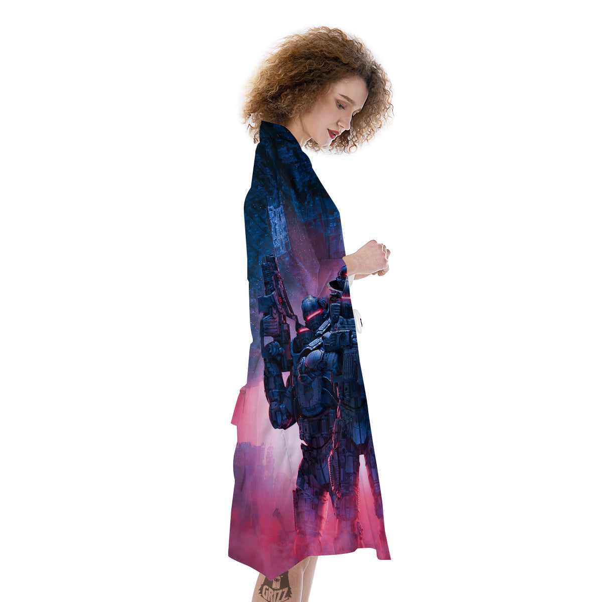 Soldiers Cyberpunk Print Kimono-grizzshop